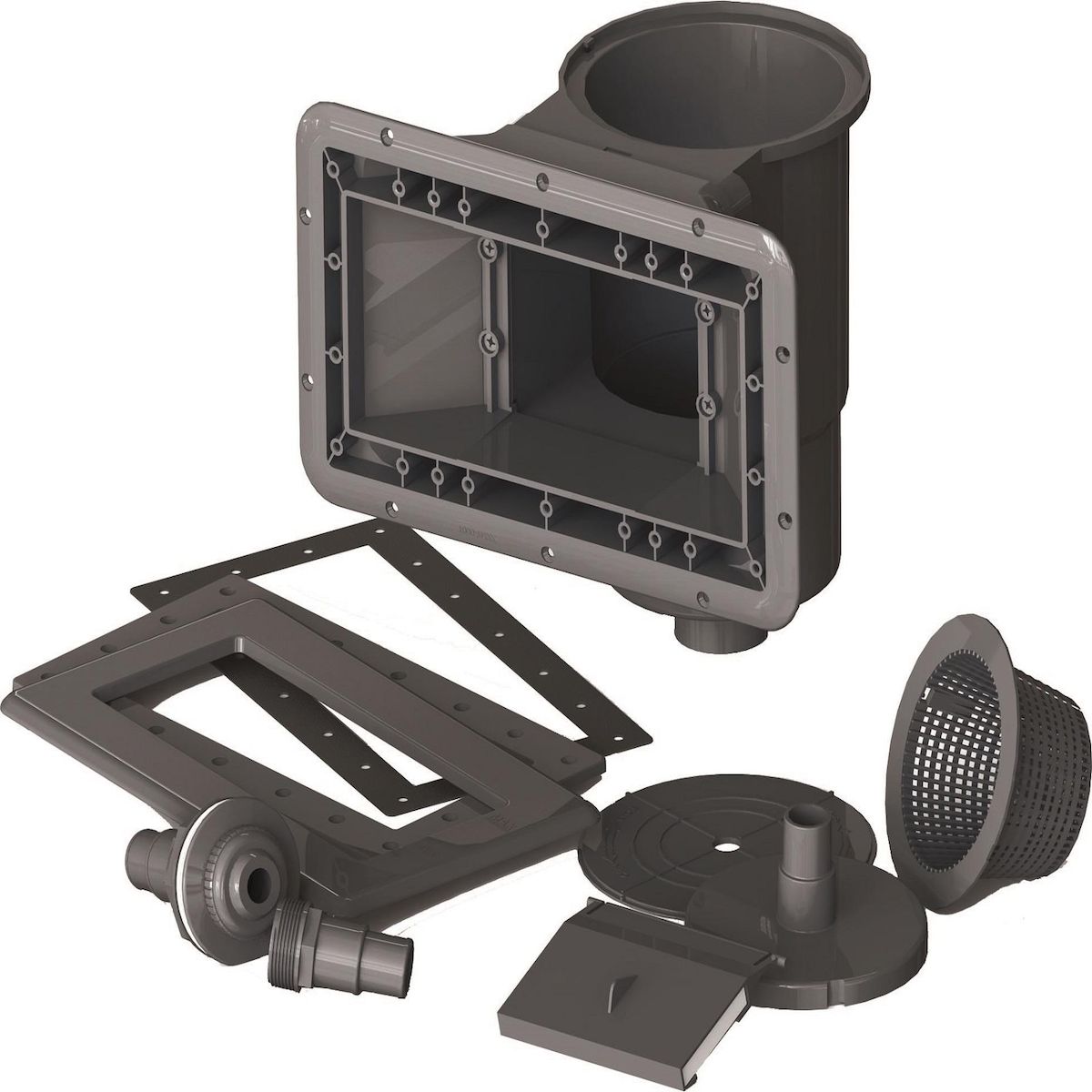 GRE Piscine hors sol rectangulaire en composite - Grise - 4,66 x 3,26 x H 1,24 m 