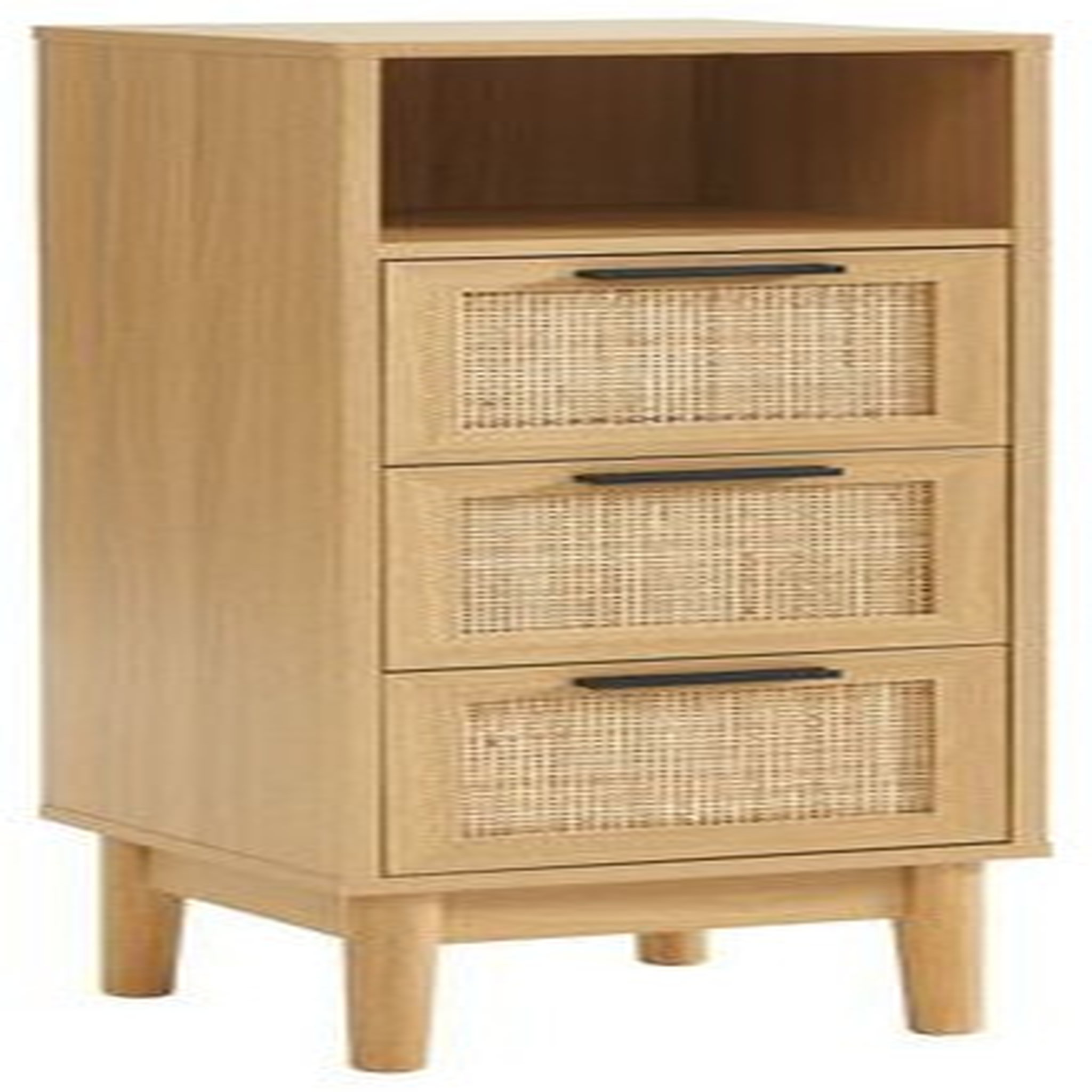 Voir la diapositive 1 : Demi colonne de rangement salle de bain avec cannage naturel H100cm AMANDINE
