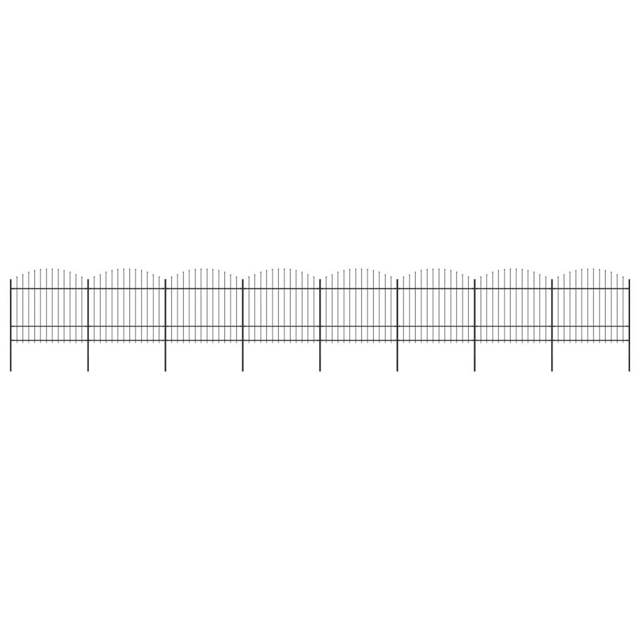 VIDAXL Cloture de jardin a dessus en lance Acier (1,5-1,75)x13,6m Noir