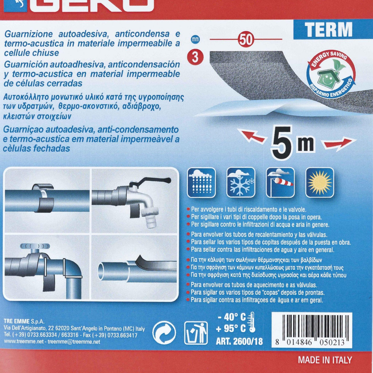 Geko Mousse isolante pour robinet 50mmx3mmx5m