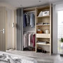 Voir la diapositive 4 : MARKET24 Dressing extensible avec rideau + 1 tiroir - SUIT - Décor chene naturel - Contemporain - Design