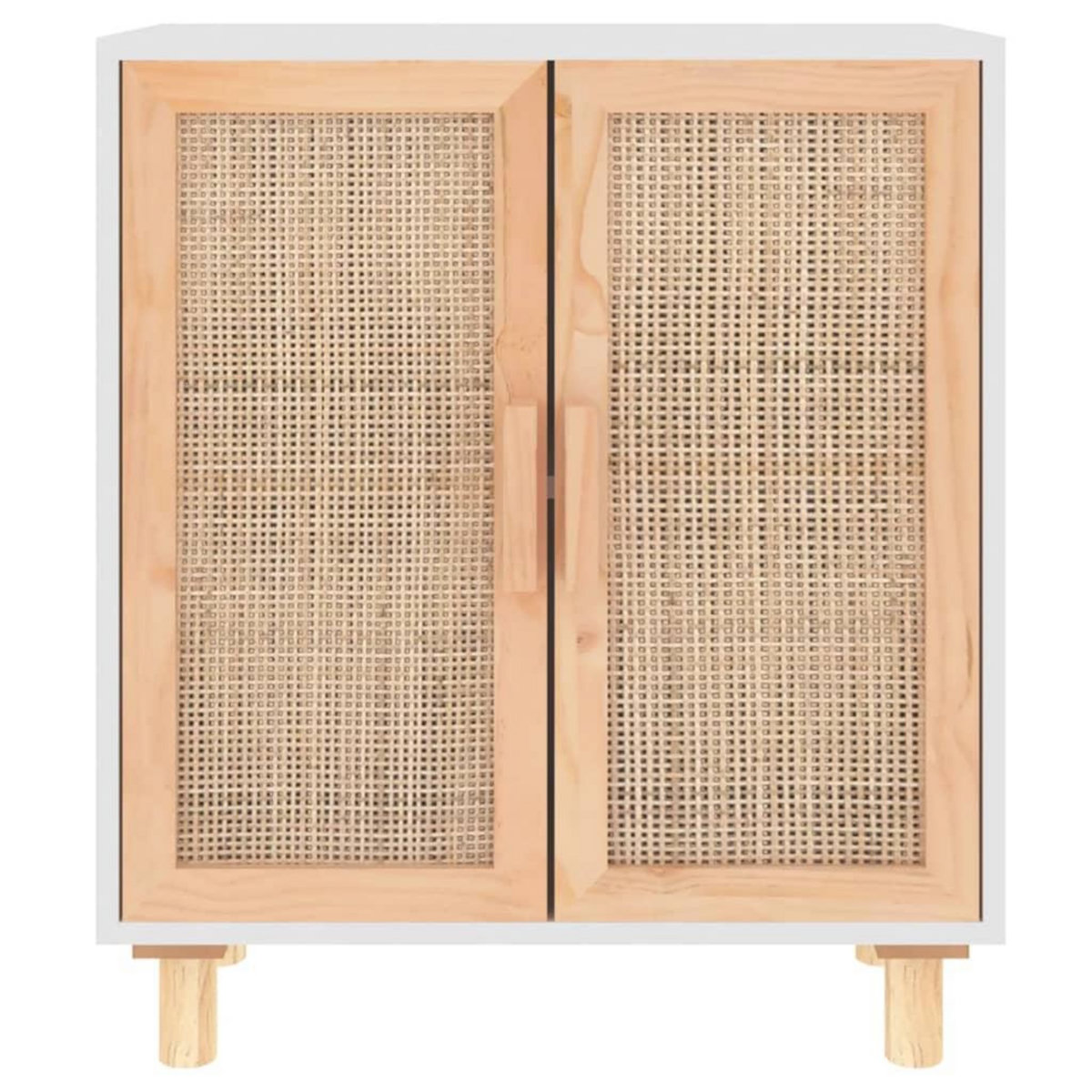 VIDAXL Buffet Blanc 60x30x70 cm Bois de pin massif et rotin naturel