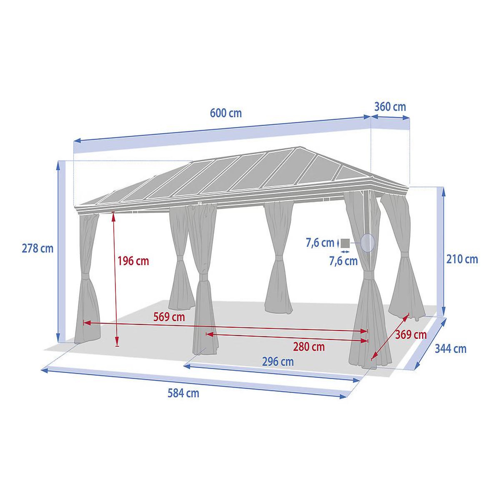 Voir la diapositive 5 : HESPERIDE Pergola belize en aluminium et polycarbonate 6 x 3,6 m - hespéride