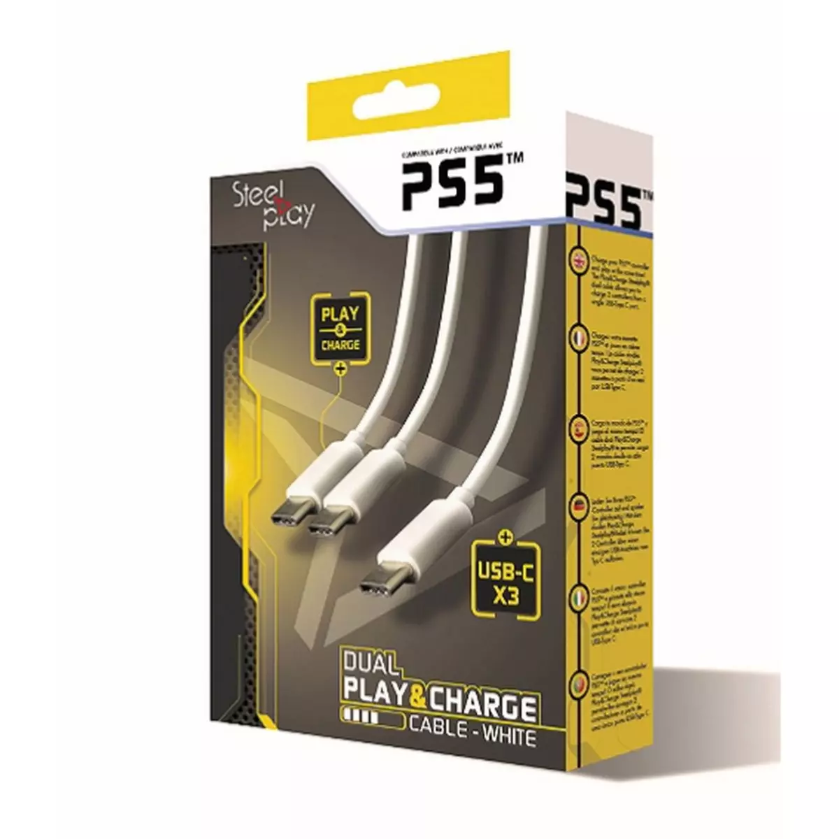 STEELPLAY Câble Dual Play & Charge Blanc PS5
