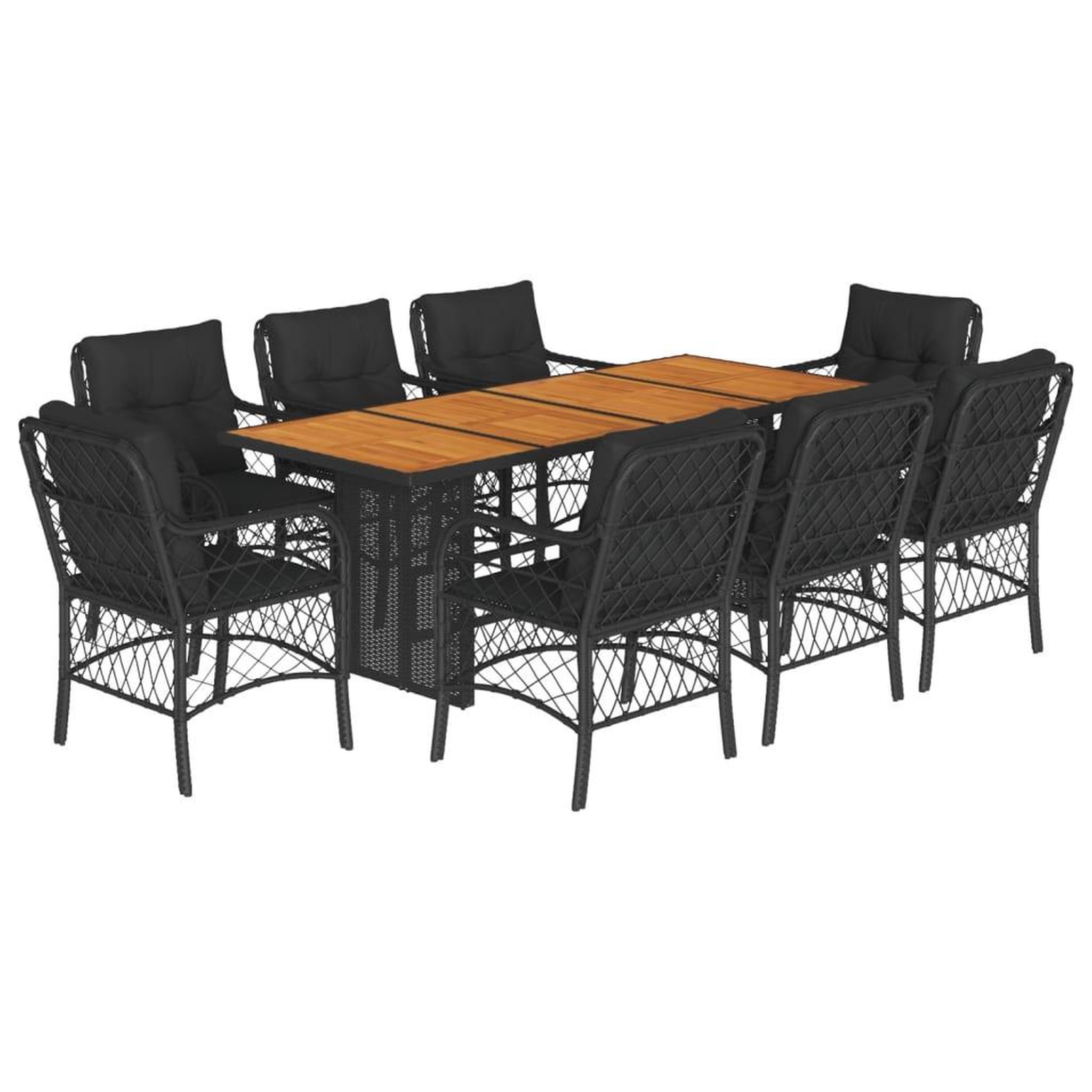 Voir la diapositive 2 : VIDAXL Ensemble a manger de jardin 9pcs coussins noir resine tressee