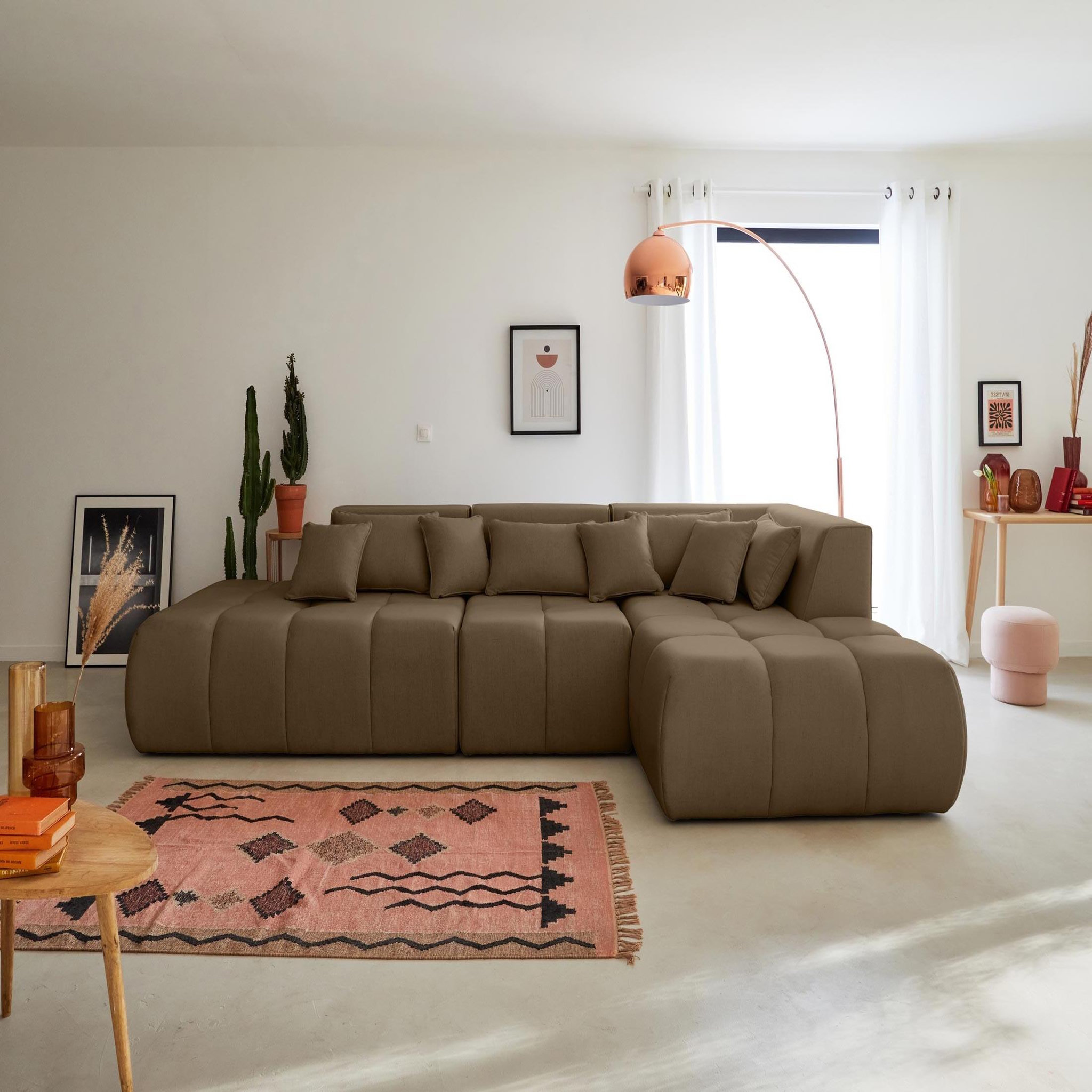 Voir la diapositive 1 : LISA DESIGN Caracas - canapé modulable d'angle droit - 5 places - en tissu