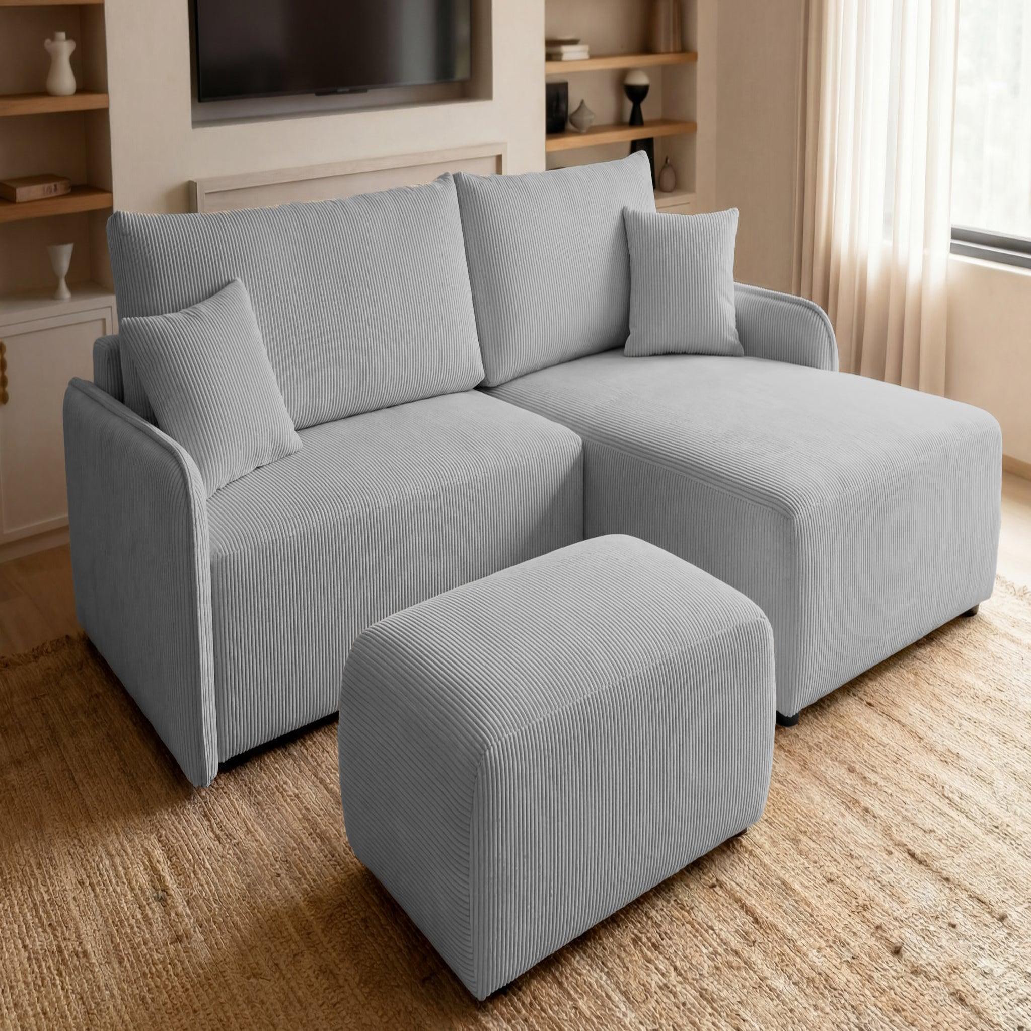 Voir la diapositive 4 : CASANOVA PARIS Sacha - pouf en velours côtelé 105x57x40