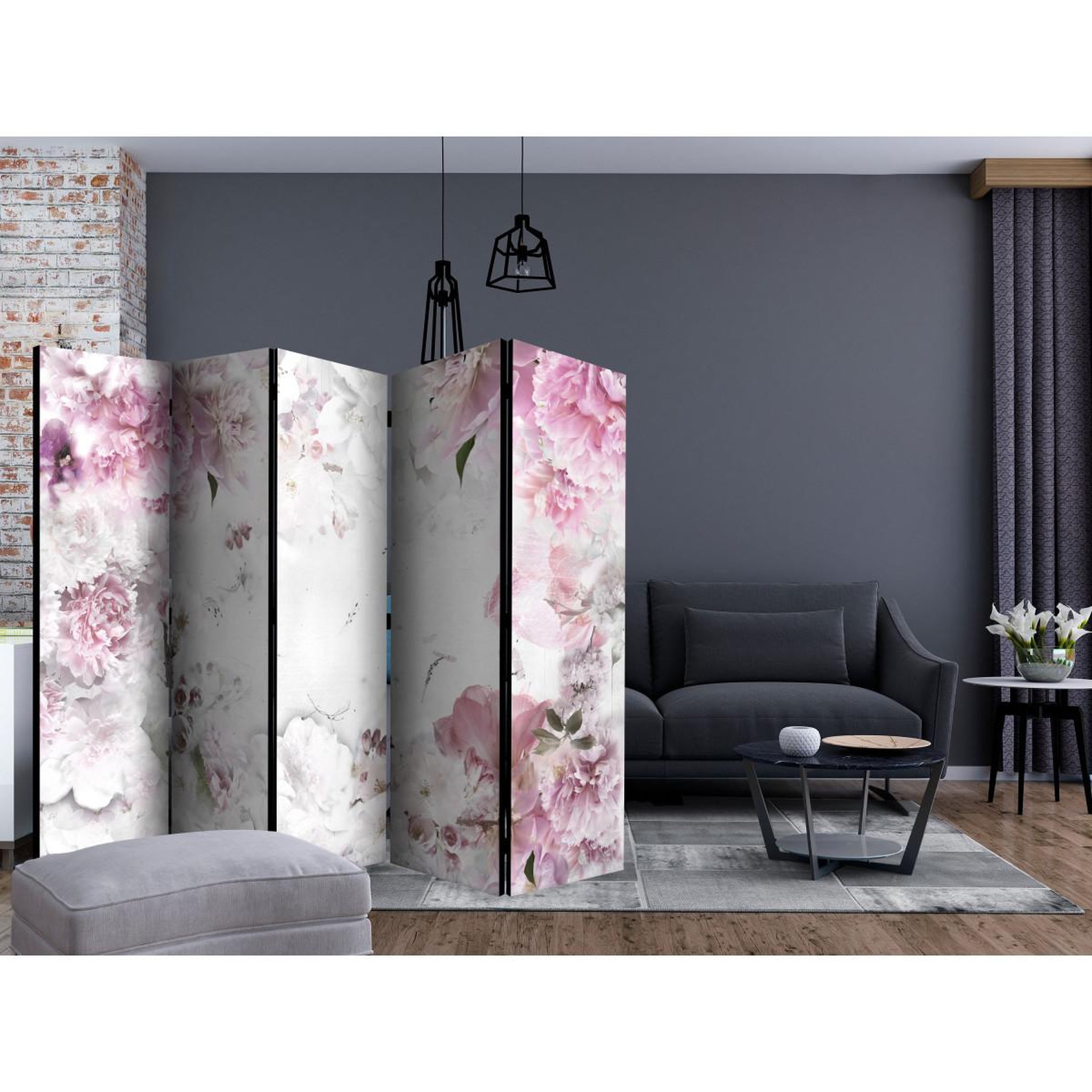 Voir la diapositive 2 : Paris Prix Paravent 5 volets  dancing peonies  172x225cm