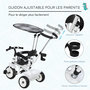 Voir la diapositive 6 : HOMCOM Tricycle enfants pare-soleil pliable canne amovible benne rangement 103 x 47 x 101 cm acier blanc et noir