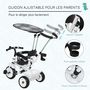 Voir la diapositive 6 : HOMCOM Tricycle enfants pare-soleil pliable canne amovible benne rangement 103 x 47 x 101 cm acier blanc et noir