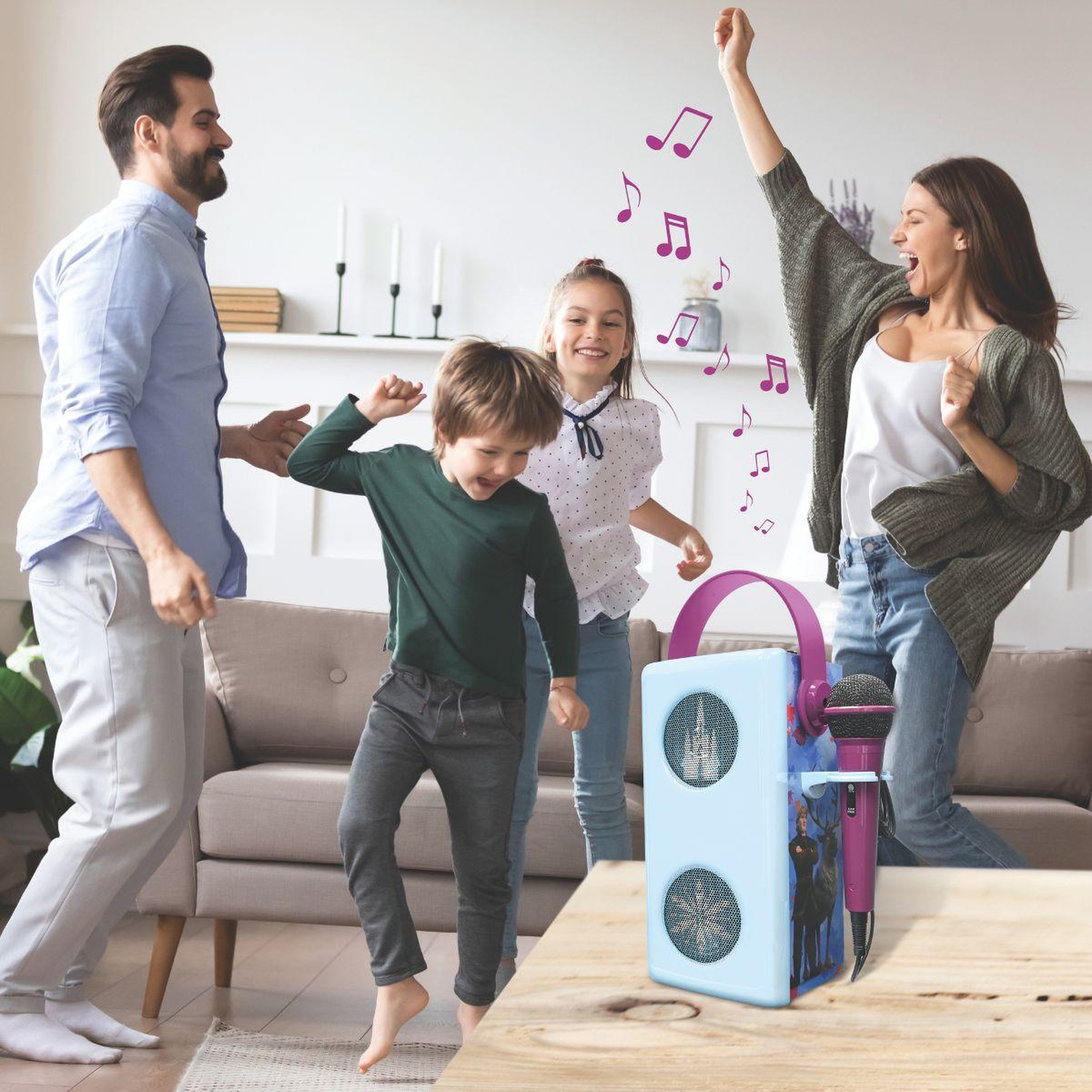 Voir la diapositive 6 : Lexibook Puissante enceinte Bluetooth  lumineuse La Reine des Neiges avec micro