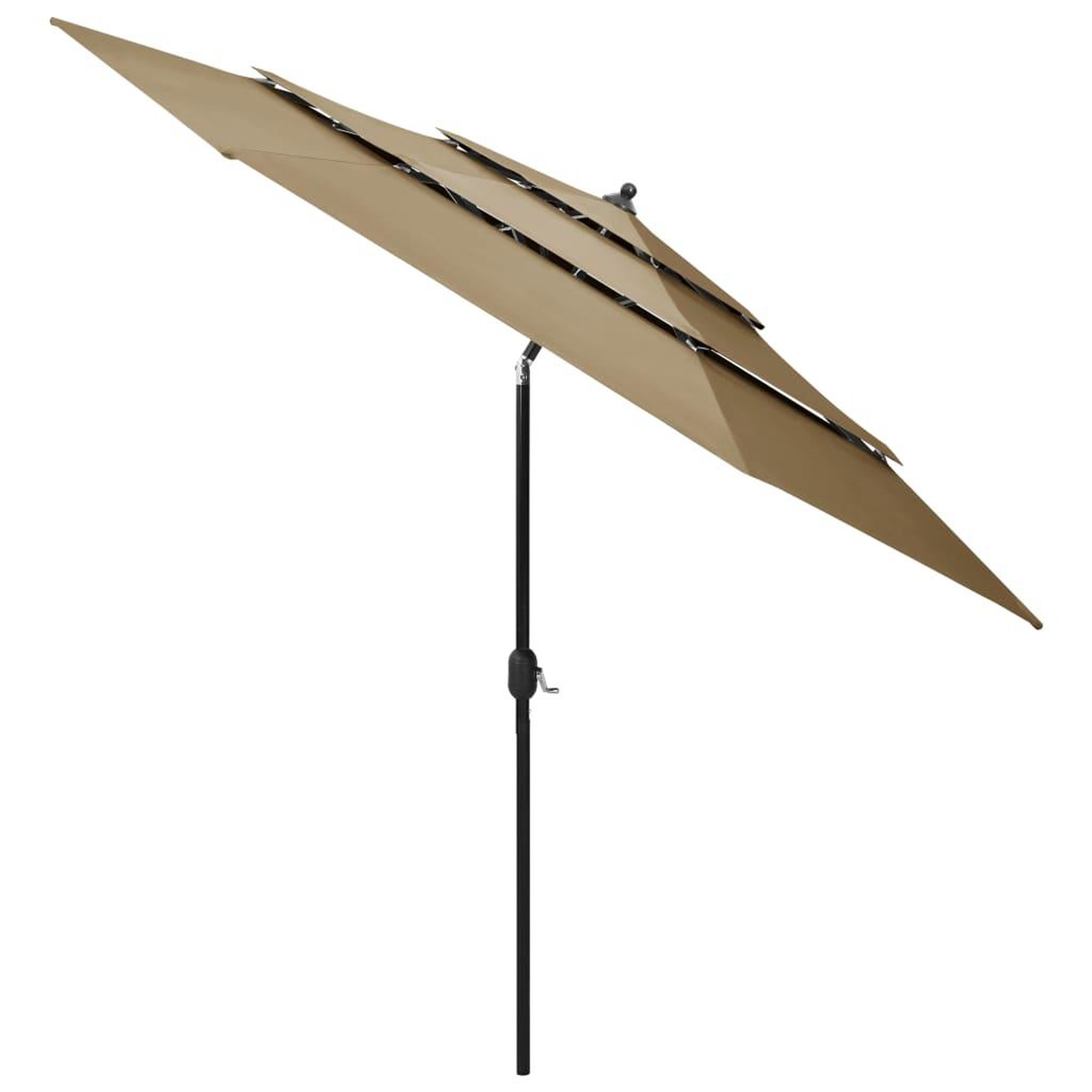 Voir la diapositive 2 : VIDAXL Parasol de jardin a 3 niveaux avec mat en aluminium taupe 3 m