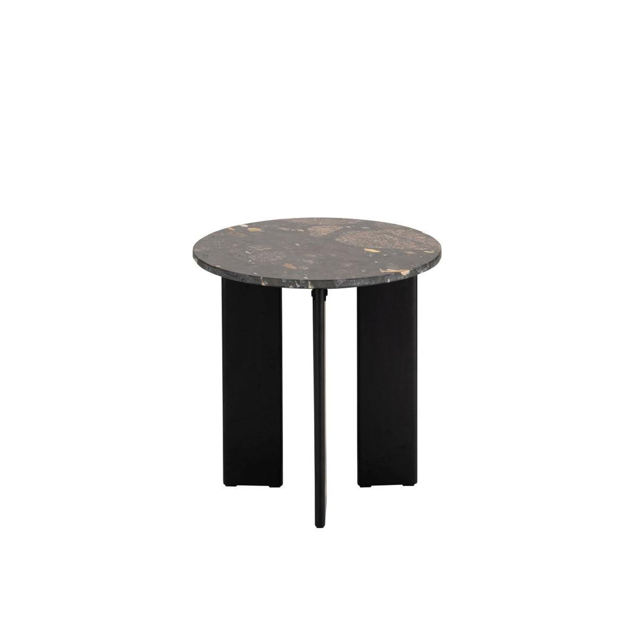 Voir la diapositive 2 : J-LINE Table d'appoint en marbre  mathilde  50cm noir & pêche