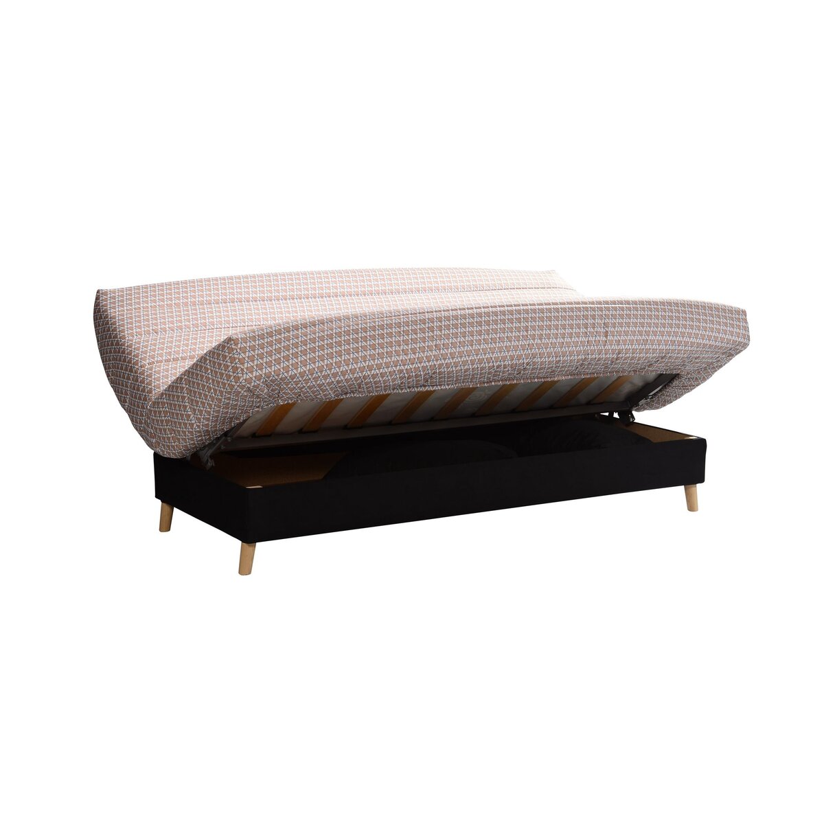 Banquette clic-clac MANAE, matelas 12cm, 25kg/m3 tissu motifs