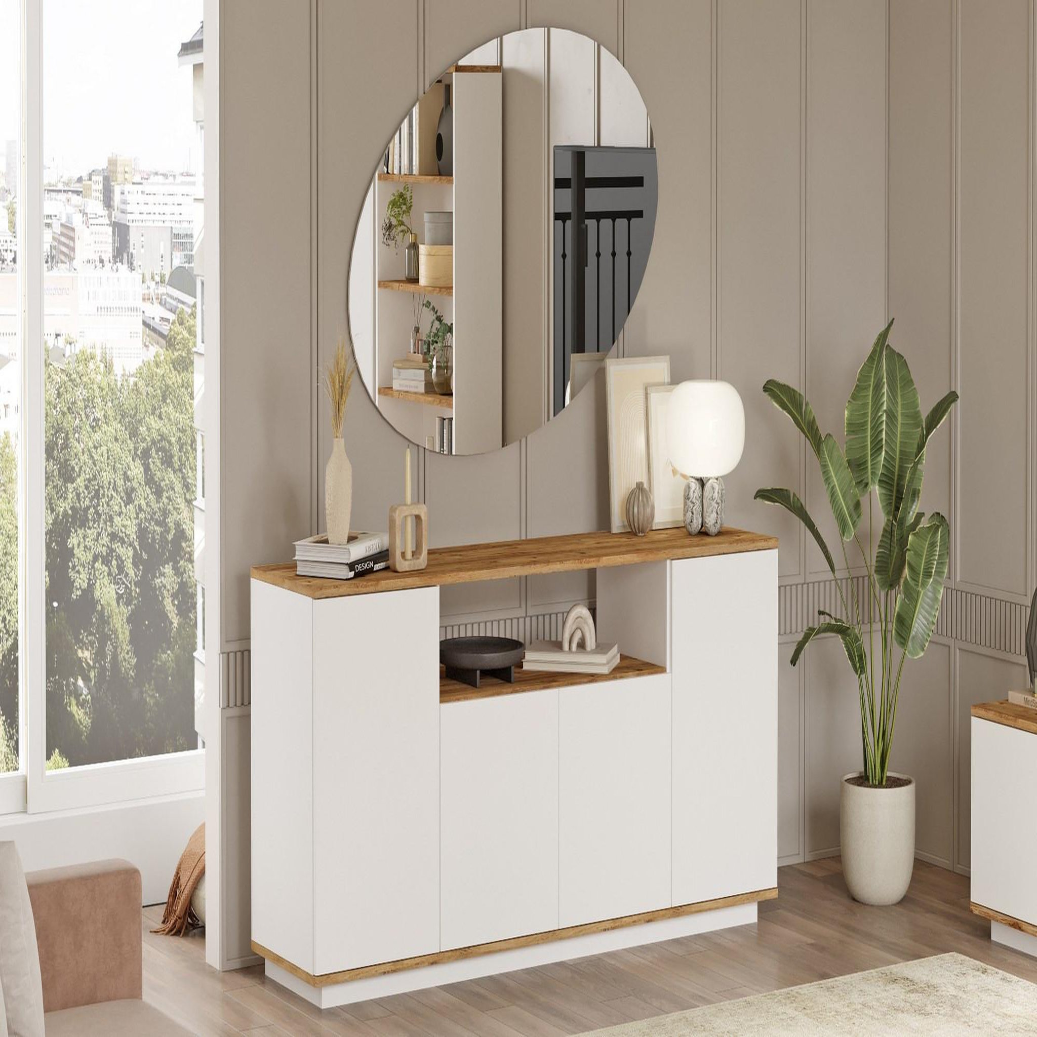 Voir la diapositive 4 : Habitat et Jardin Buffet en bois  fr15  - 180 x 44 x 75 cm - pin atlantique blanc