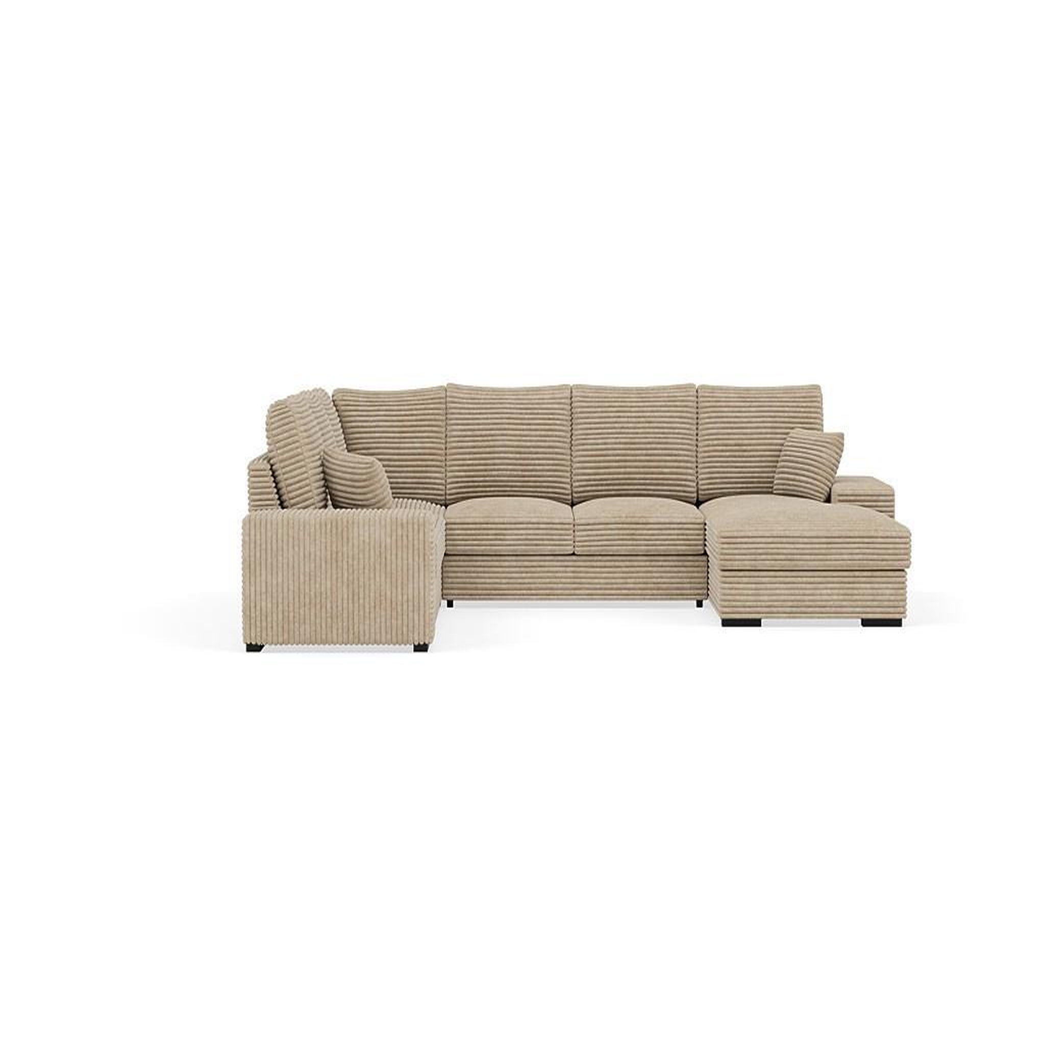 Voir la diapositive 1 : BEST MOBILIER Lorie - canapé panoramique d'angle gauche 7 places convertible en velours côtelé grosse côte avec coffre