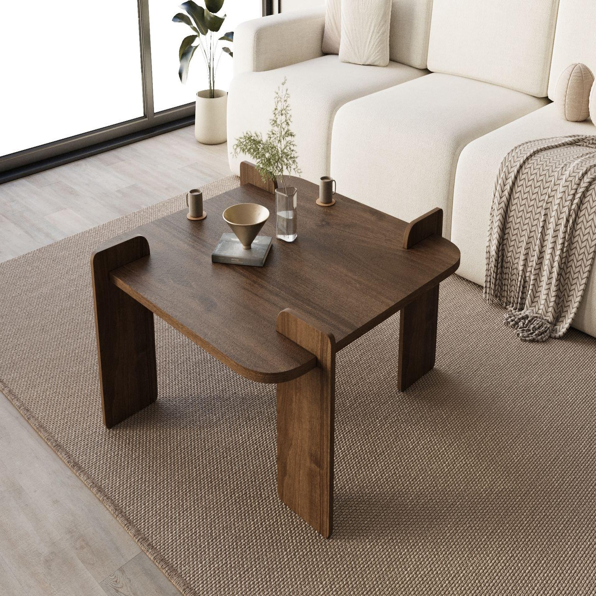 Voir la diapositive 2 : Habitat et Jardin Table basse en bois  woog  90 x 90 x 35 cm - noyer