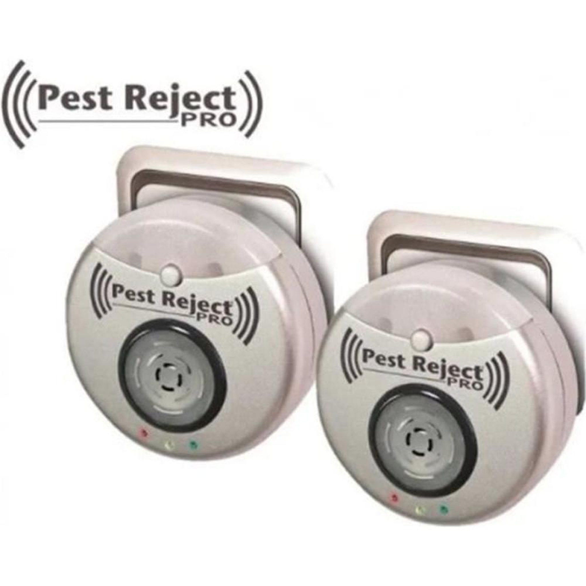 PEST REJECT PRO Répulsif anti nuisibles électromagnétique et à ultrasons lot de 2, blanc design acier, pour rongeurs et insectes