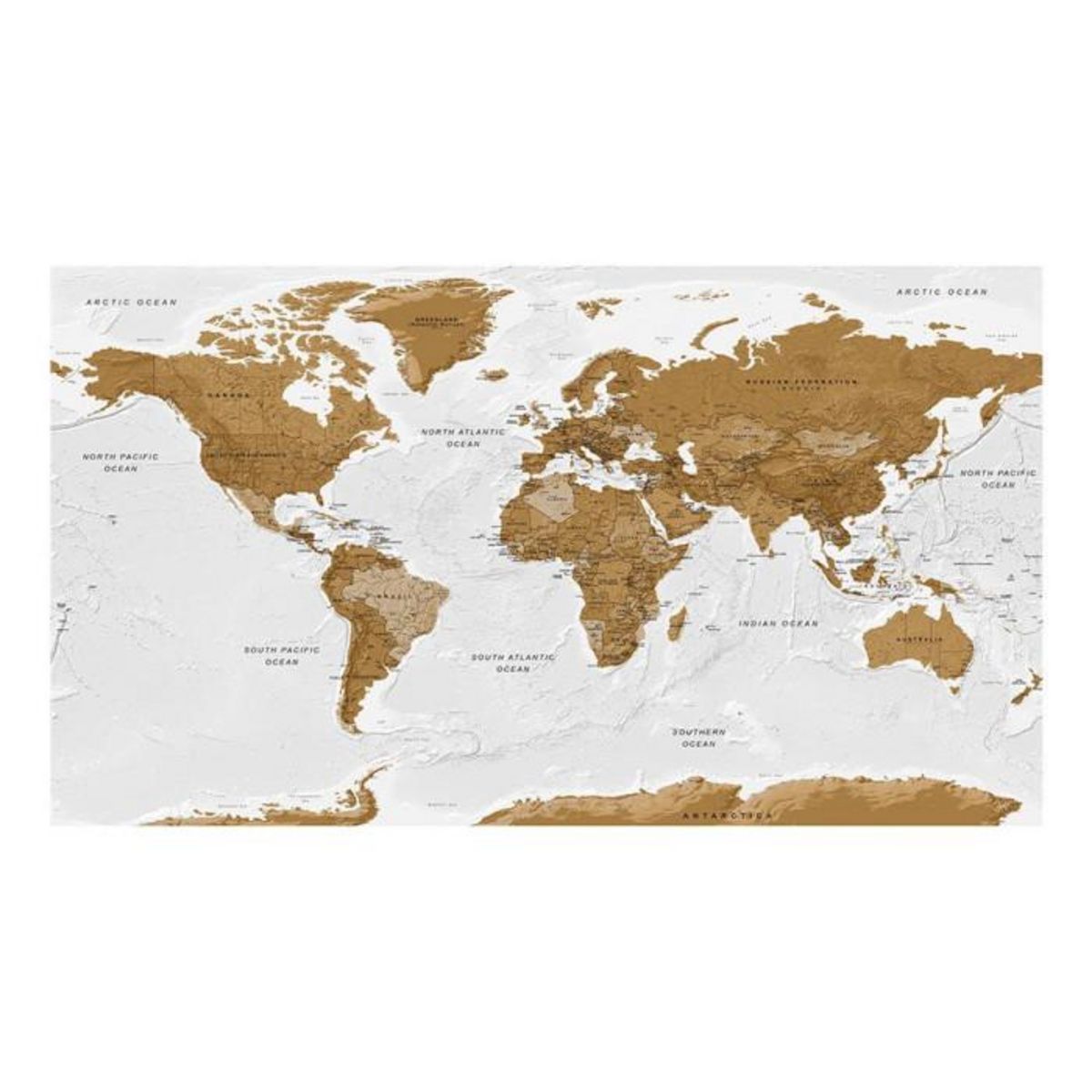 Paris Prix Papier Peint XXL  World Map : White Oceans II  280x500cm
