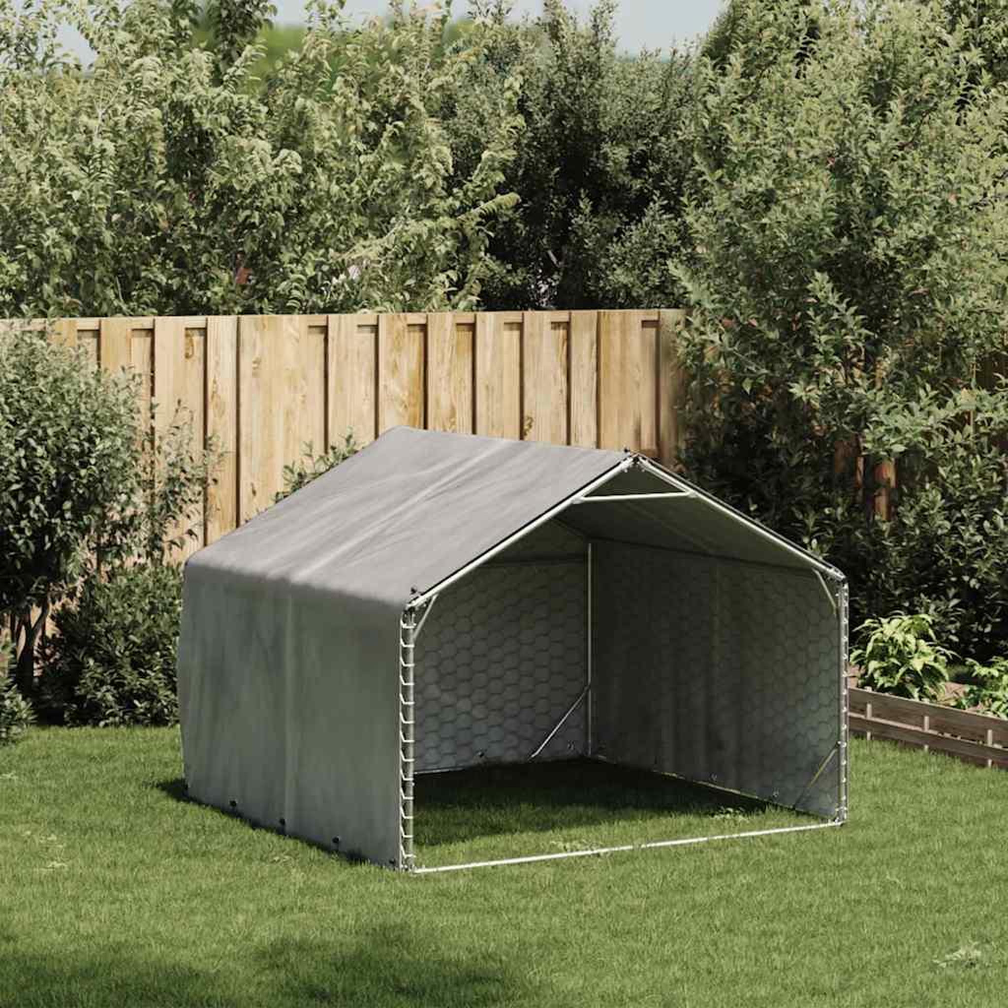 Voir la diapositive 2 : VIDAXL Chenil d'exterieur pour chiens housse 2x2x1,5 m acier galvanise