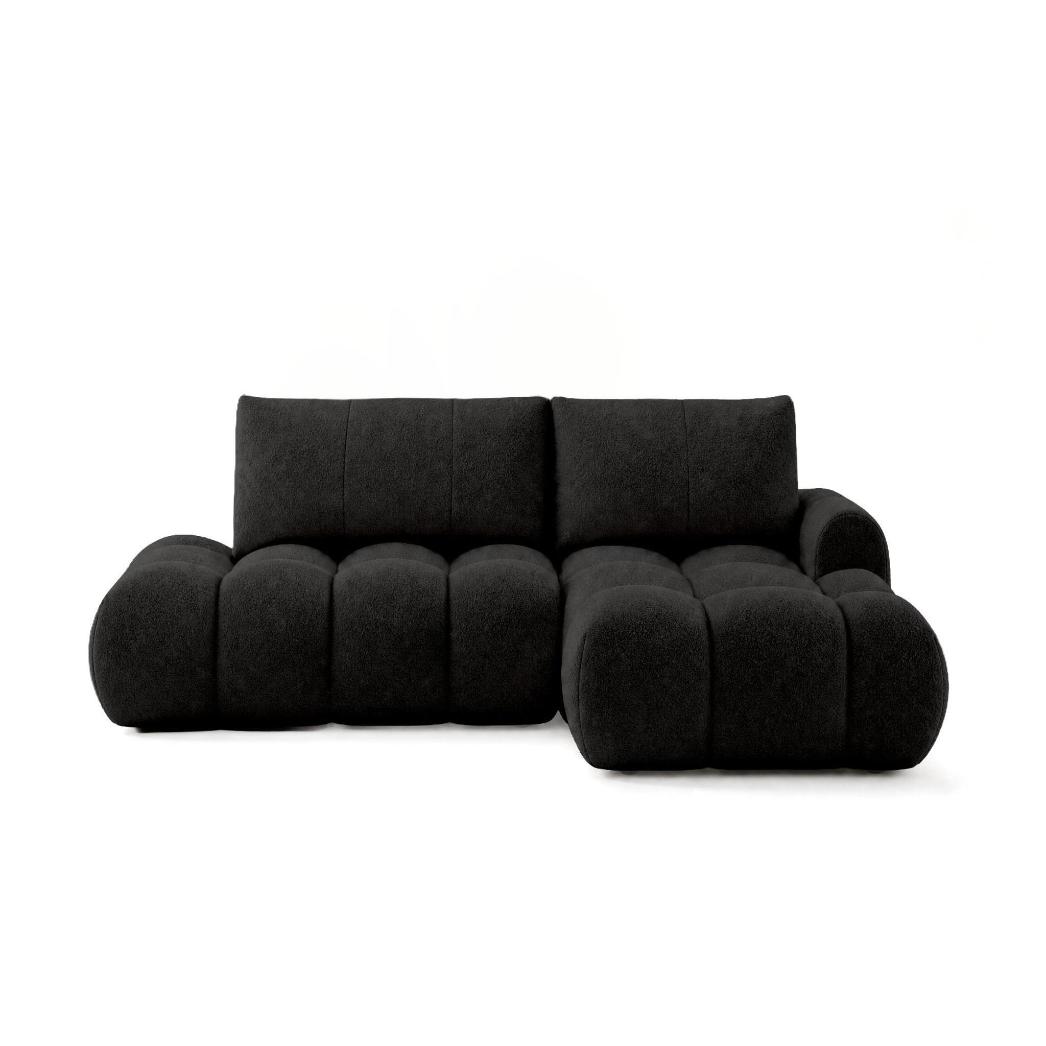 Voir la diapositive 1 : BEST MOBILIER Yulin - canapé d'angle ouvert droit 4 places convertible avec coffre en tissu bouclette