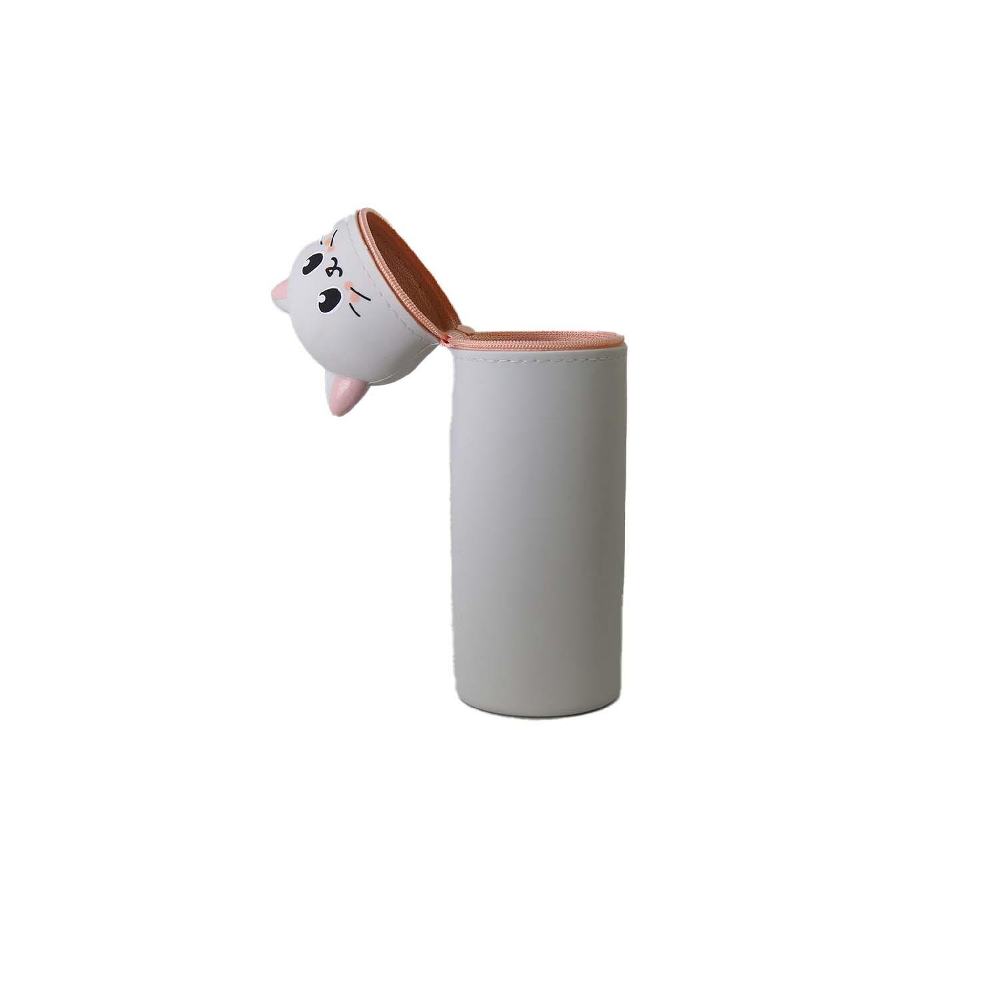 Voir la diapositive 2 : Bagtrotter Trousse scolaire cylindrique Chat - Gris - Fille - 1 compartiment