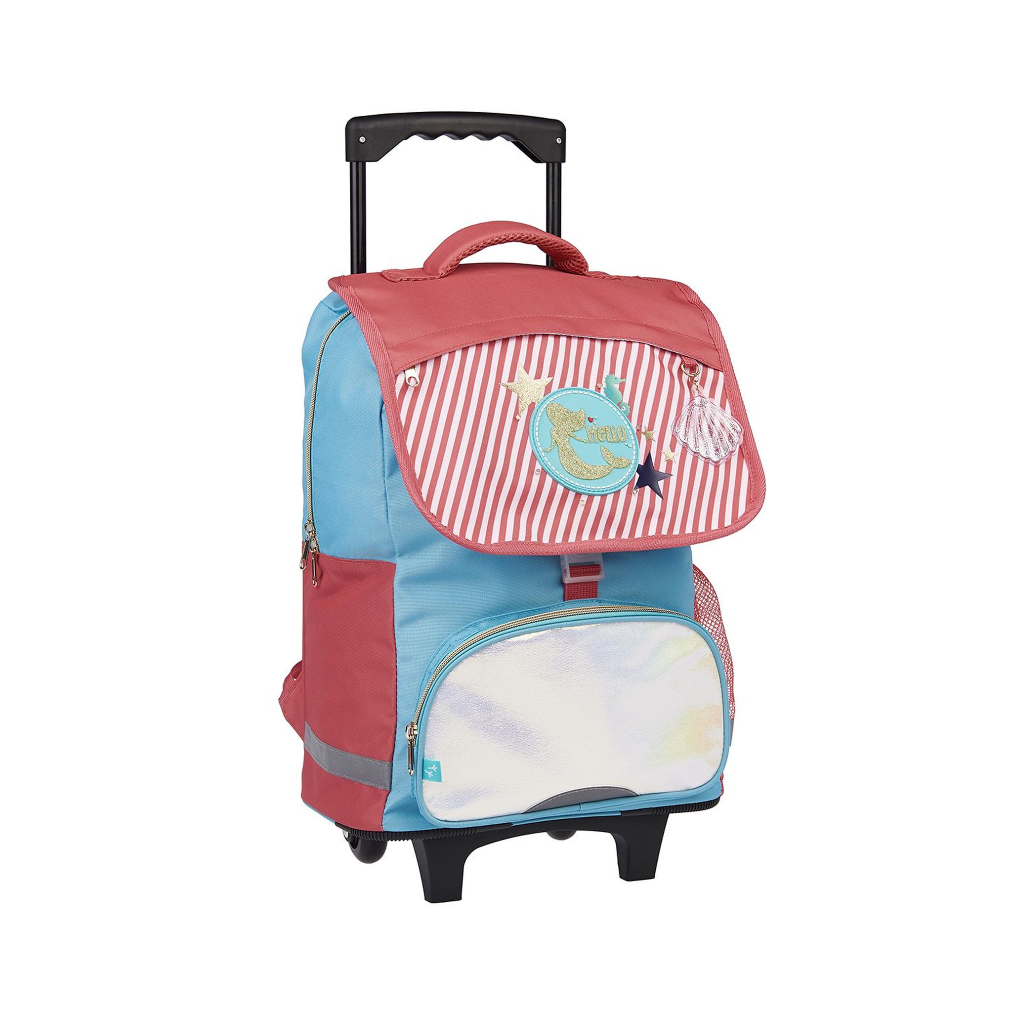 Voir la diapositive 2 : AUCHAN Sac à dos à roulettes rose et bleu Fashion Mermaid