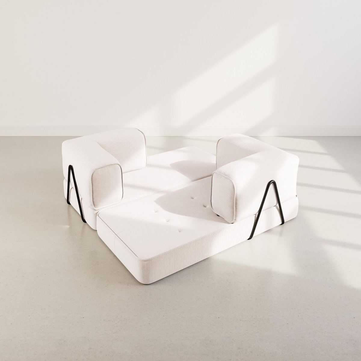 LISA DESIGN Poppy - canapé 3 places convertible en velours côtelé