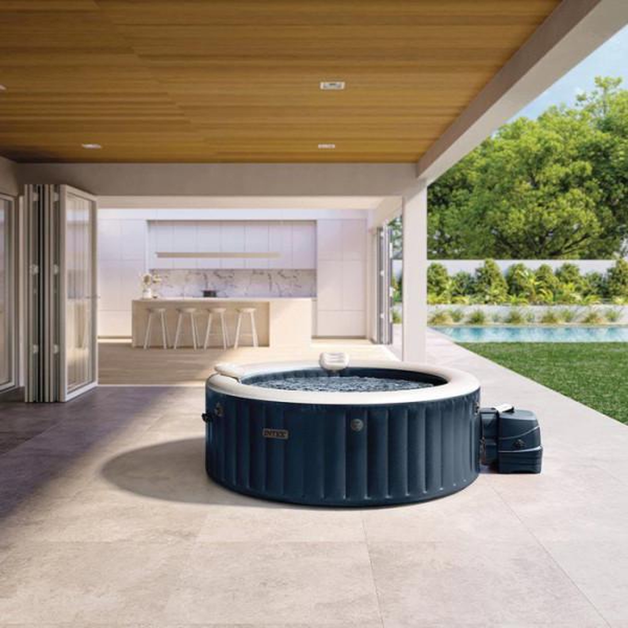 Voir la diapositive 3 : INTEX Spa gonflable INTEX - Blue Navy - 196 x 196 x 71 cm - 4 places - Carré - 28430NP