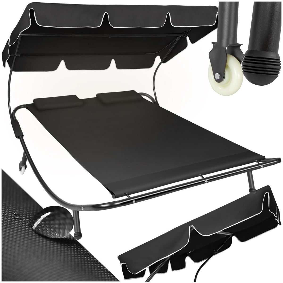 tectake Transat en acier pour 2 personnes noir/noir