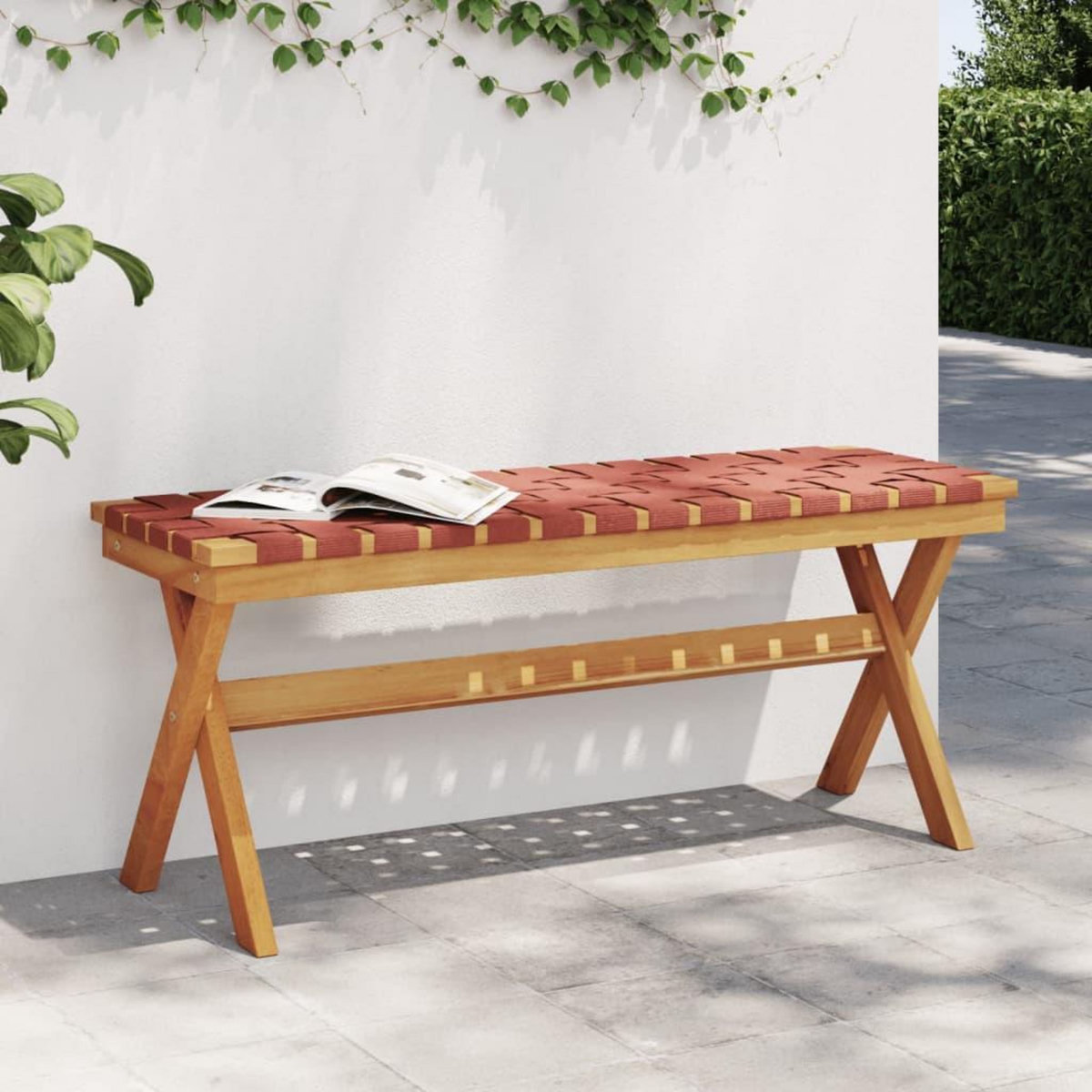 VIDAXL Banc de jardin rouge bois massif d'acacia et tissu
