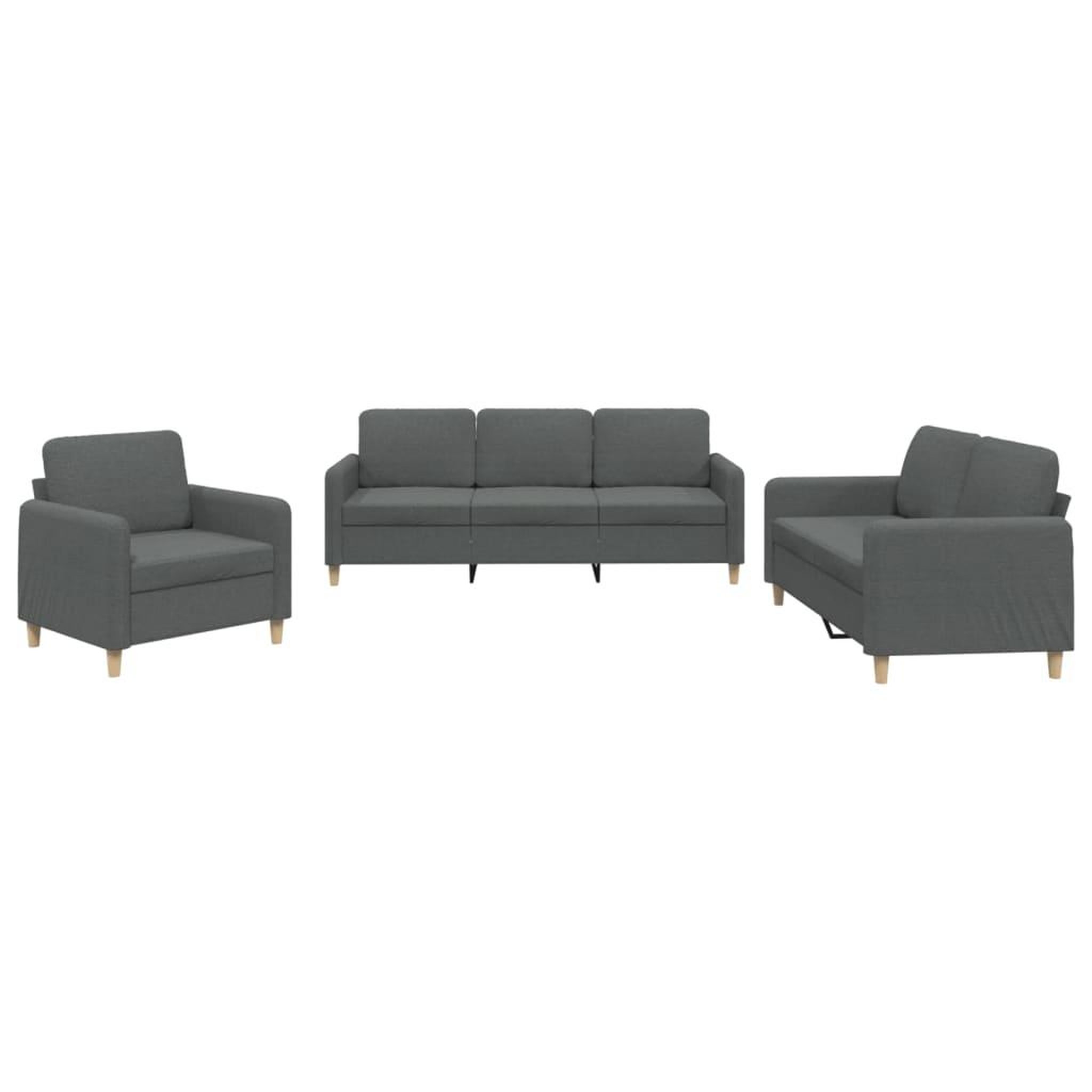 Voir la diapositive 2 : VIDAXL Ensemble de canapes 3 pcs avec coussins Gris fonce Tissu