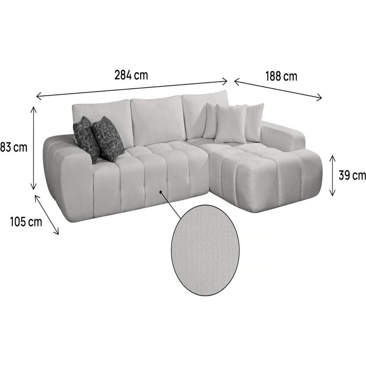 Habitat et Jardin Canapé d'angle droit en tissu style bubble  Sidonie  - 4 places - Gris