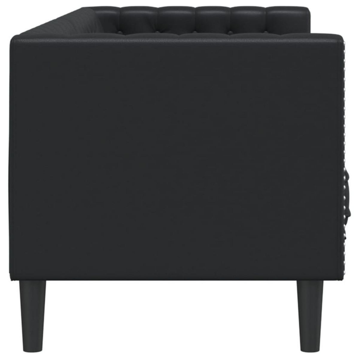 VIDAXL Canape a 3 places Chesterfield noir similicuir