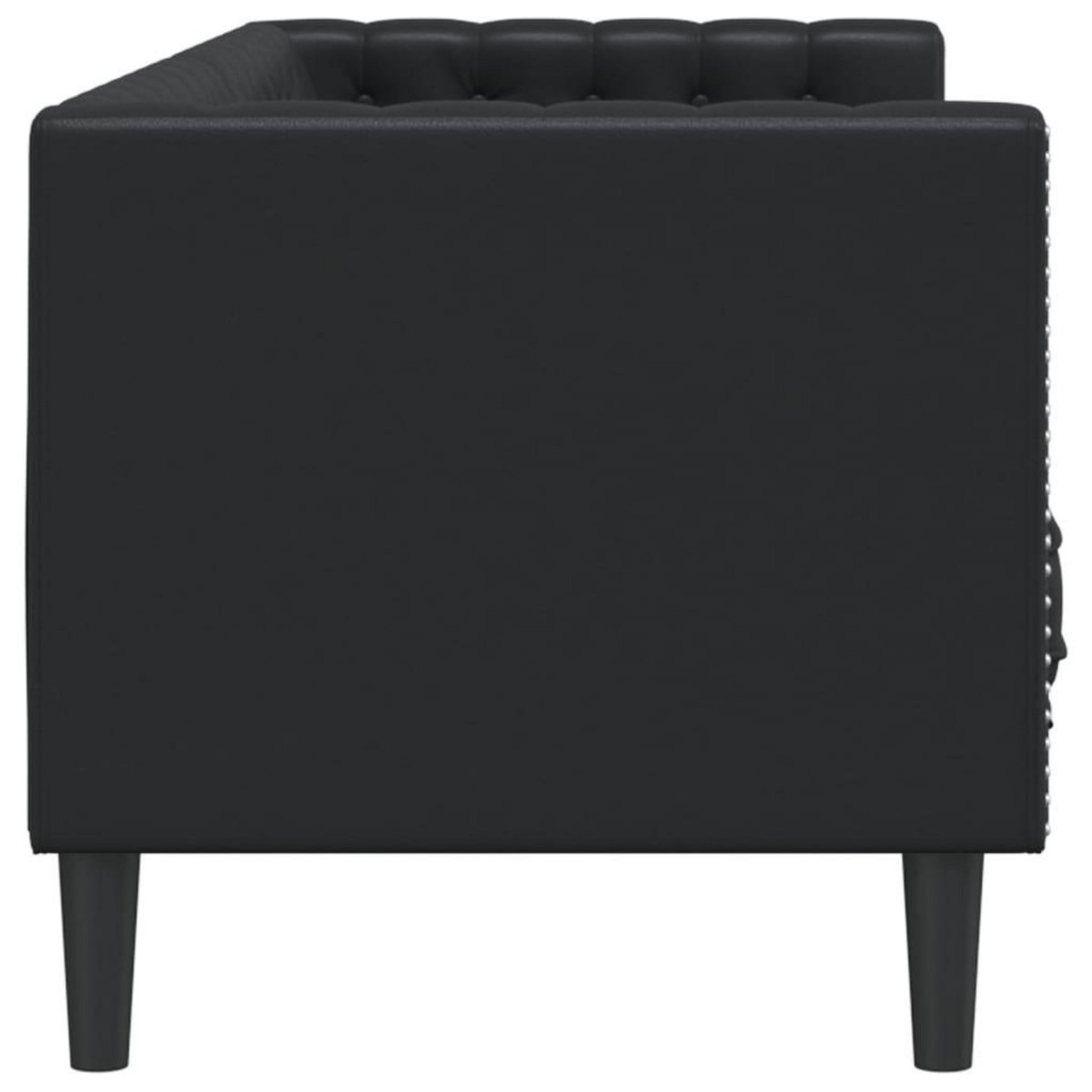 VIDAXL Canape a 3 places Chesterfield noir similicuir