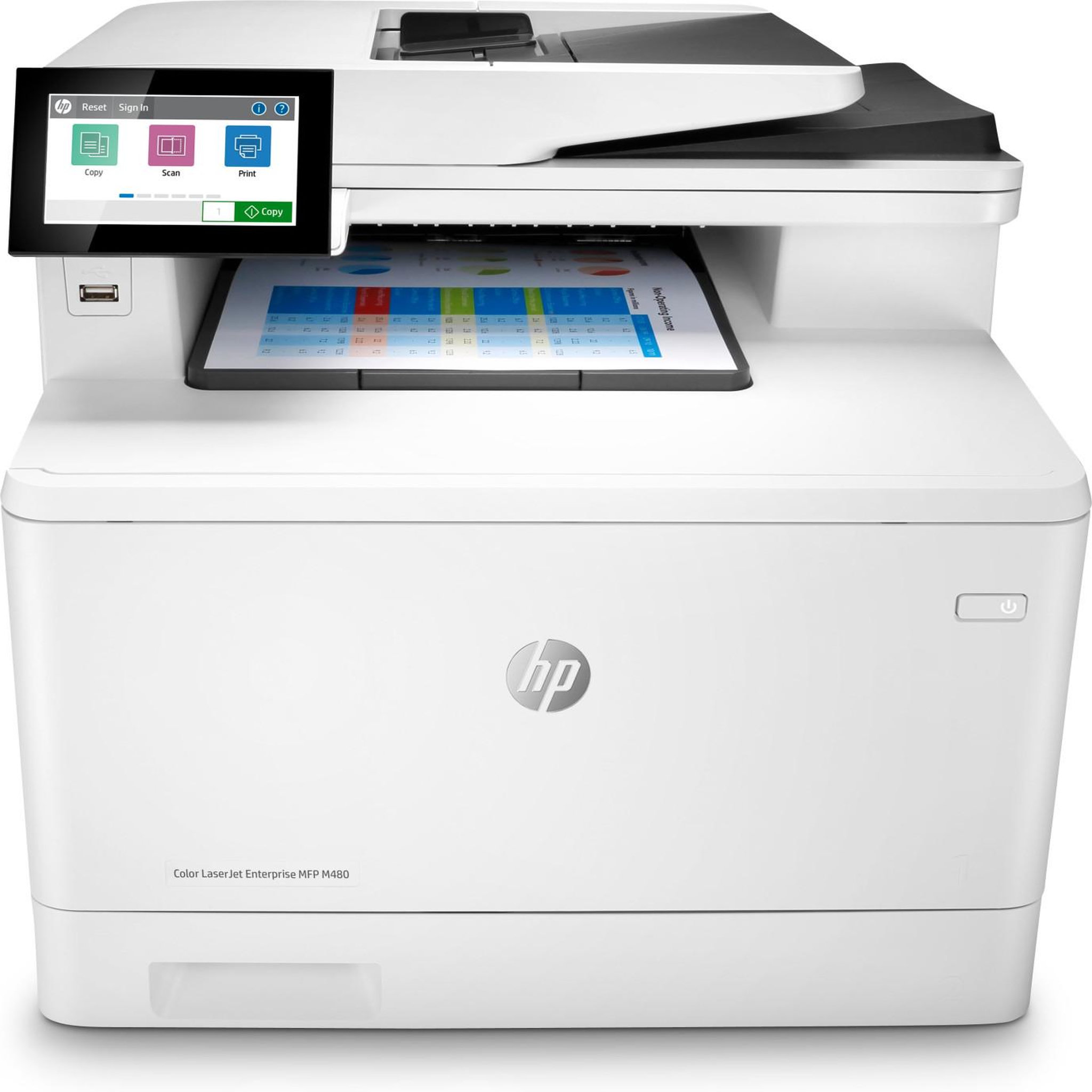 Voir la diapositive 2 : HP Imprimante multifonction HP 3QA55A Color LaserJet Enterprise MFP M480f A4 600 x 600 ppp 27 ppm Blanc