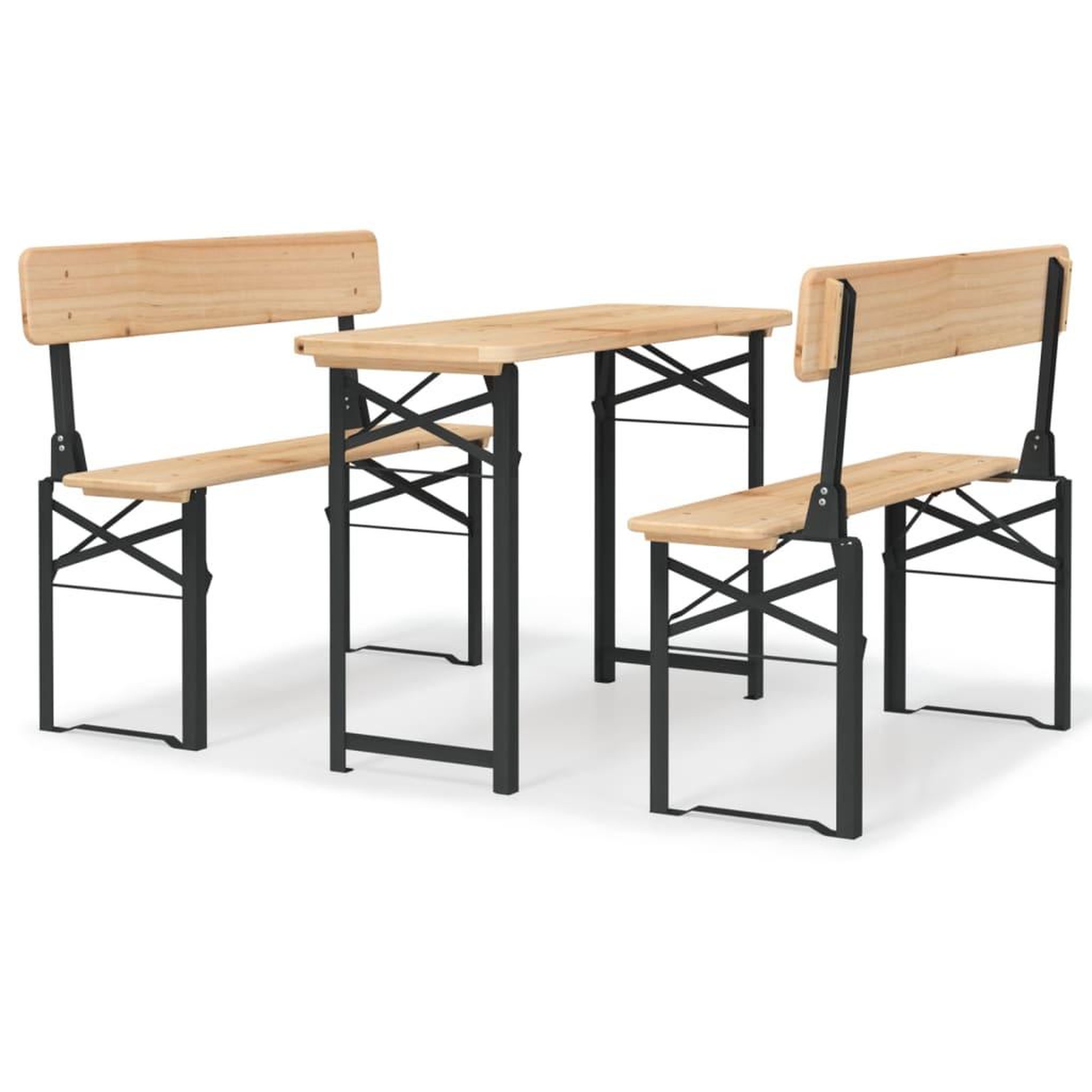 VIDAXL Ensemble de tables a biere pliantes 3 pcs bois massif de sapin