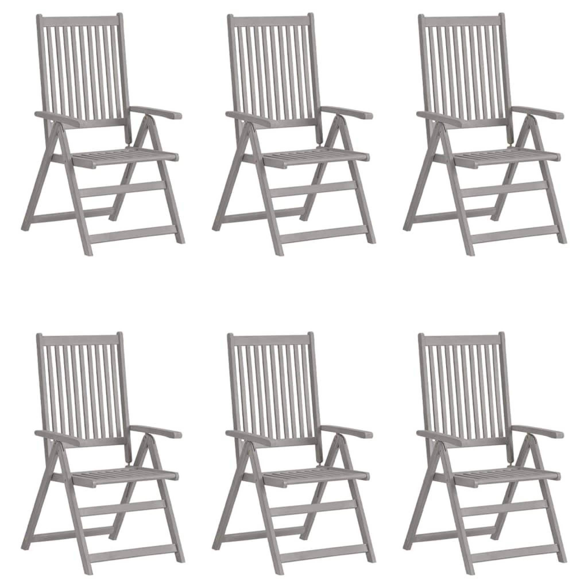 Voir la diapositive 2 : VIDAXL Chaises inclinables de jardin lot de 6 et coussins Bois acacia