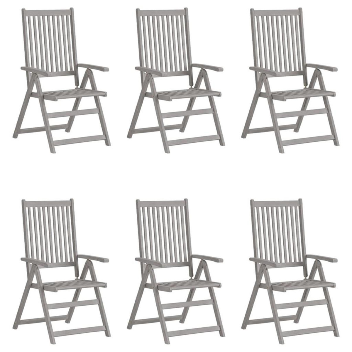 VIDAXL Chaises inclinables de jardin lot de 6 et coussins Bois acacia