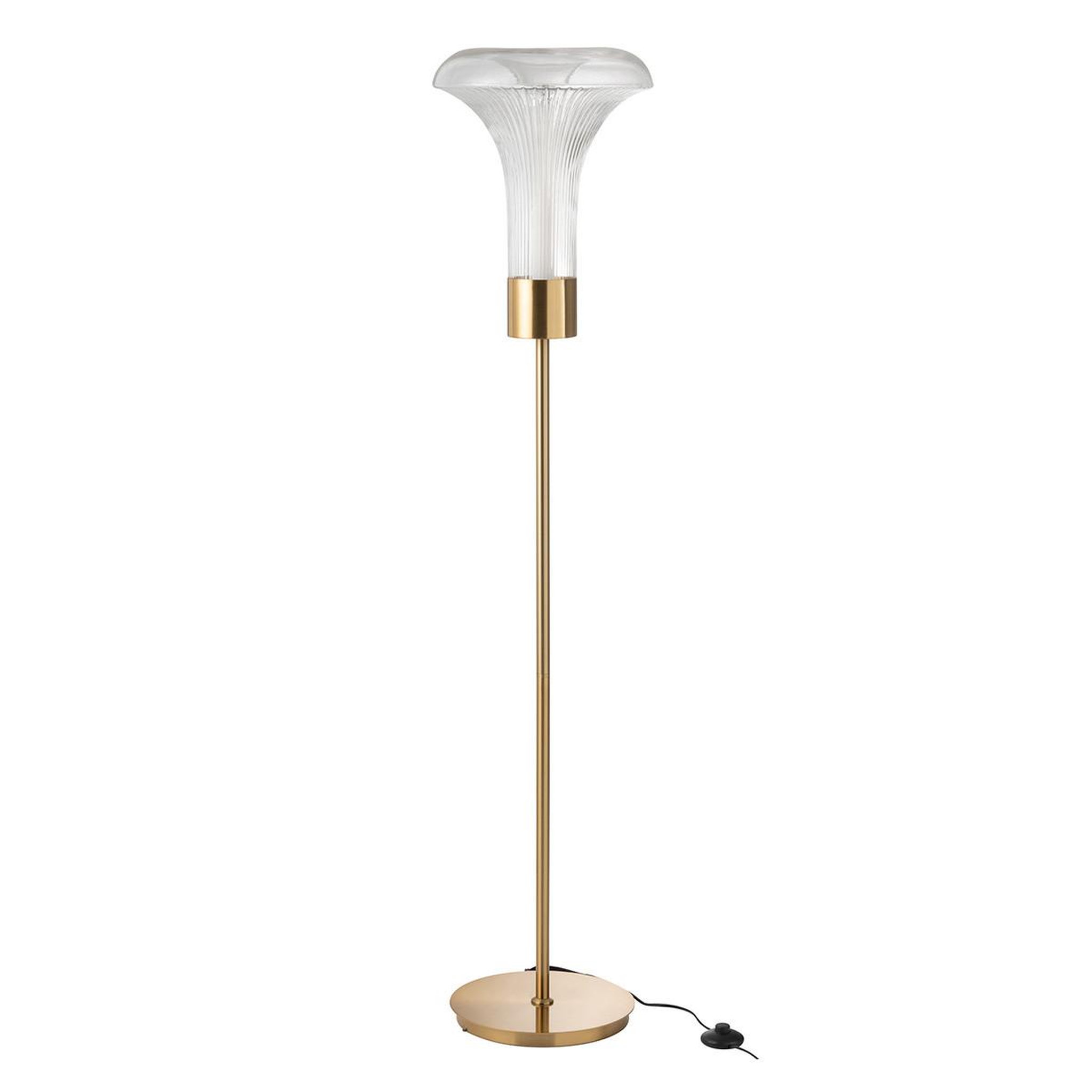J-LINE Lampadaire en verre  vito  155cm transparent & or