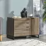 HOMCOM Buffet design industriel - meuble de rangement 3 tiroirs, placard - piètement acier noir panneaux particules aspect bois avec veinage