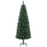 HOMCOM Sapin de Noël artificiel 180 cm slim avec support en acier pliable, 479 branches épines, décoration de Noël effet réaliste, vert