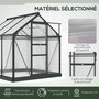 Voir la diapositive 6 : OUTSUNNY Serre de jardin aluminium polycarbonate 3,65 m² dim. 1,9L x 1,92l x 2,01H m lucarne, porte coulissante + fondation incluse alu. gris polycarbonate transparent