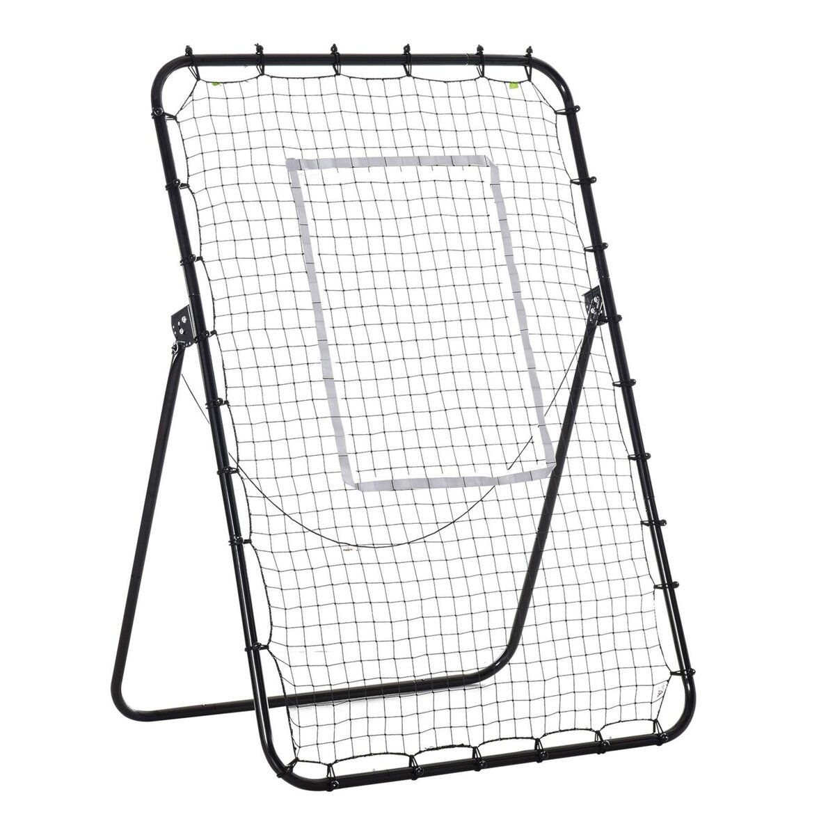 HOMCOM Filet de rebond de football pliable - inclinaison réglable 4 positions hauteur réglable - cible, piquets d'ancrage inclus - filet PE métal époxy noir