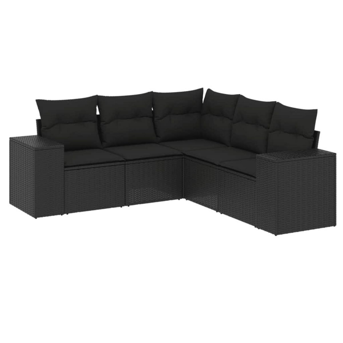 VIDAXL Salon de jardin 5 pcs avec coussins noir resine tressee