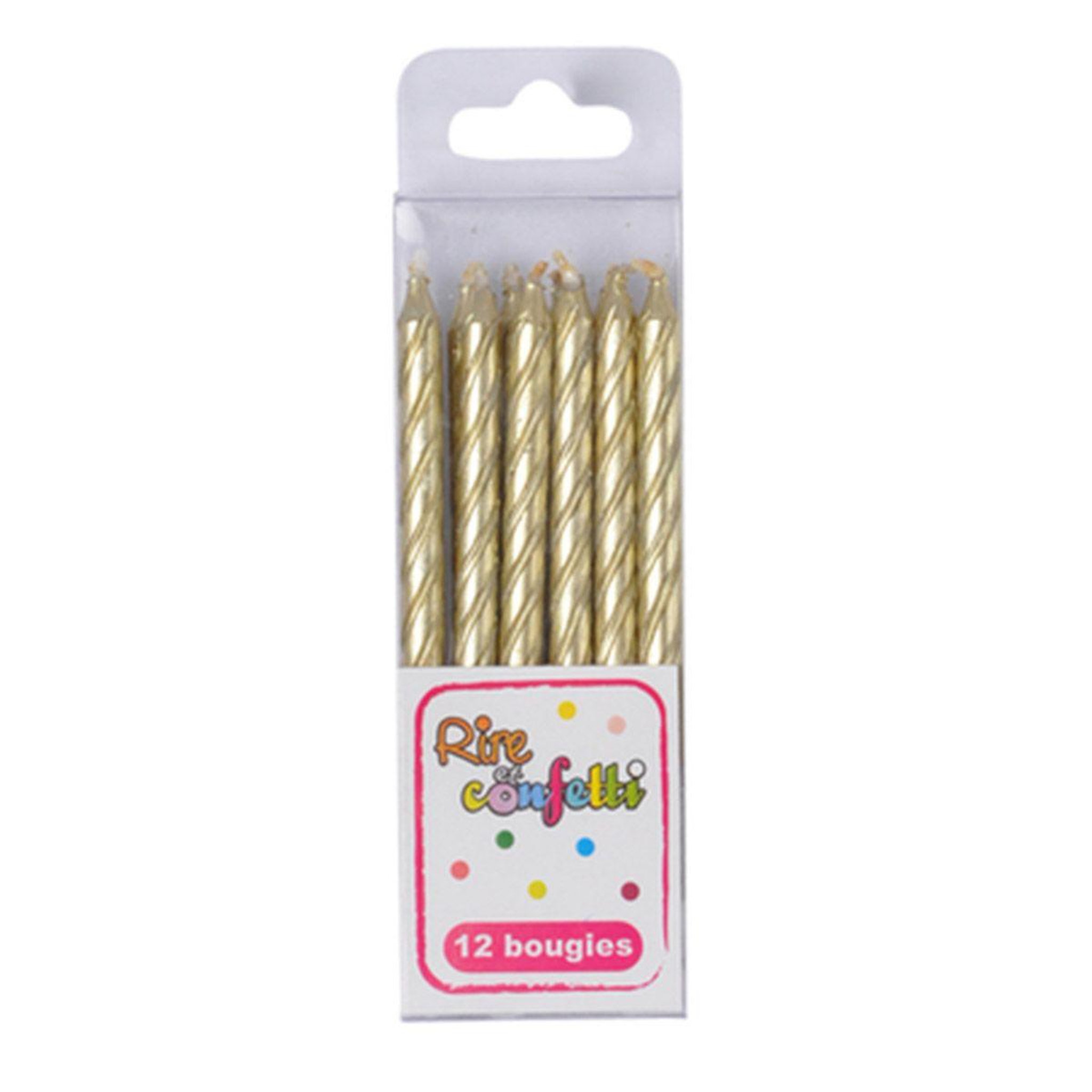 Voir la diapositive 2 : HOMEA Lot de 12 bougies d'anniversaire  métalliques  6cm or