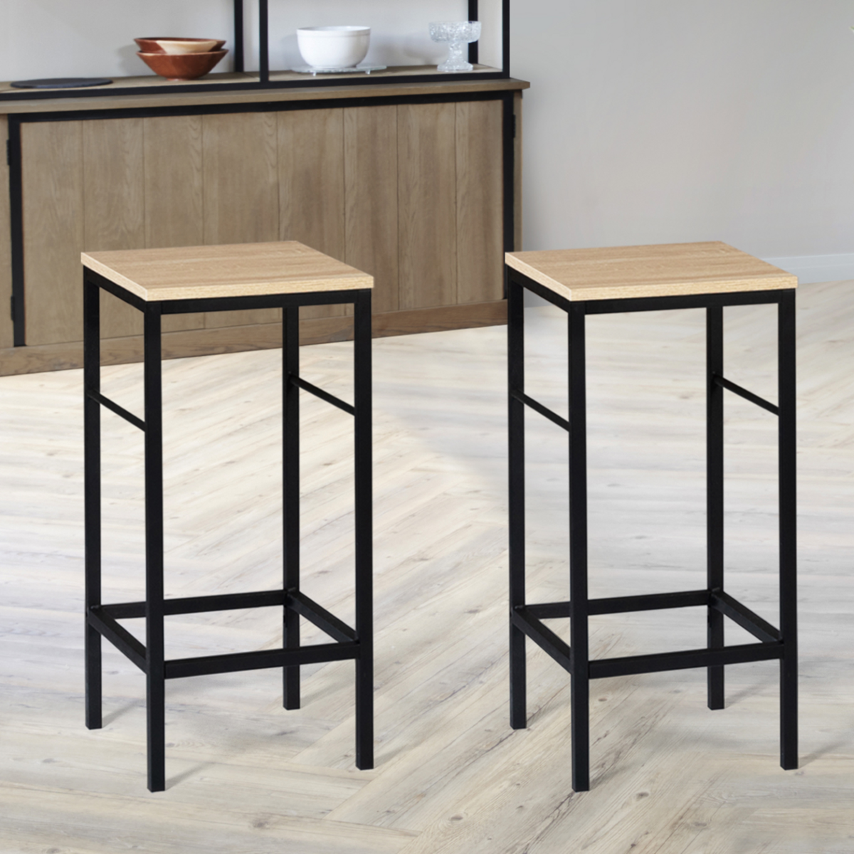 ID MARKET Lot de 2 tabourets de bar DETROIT design industriel