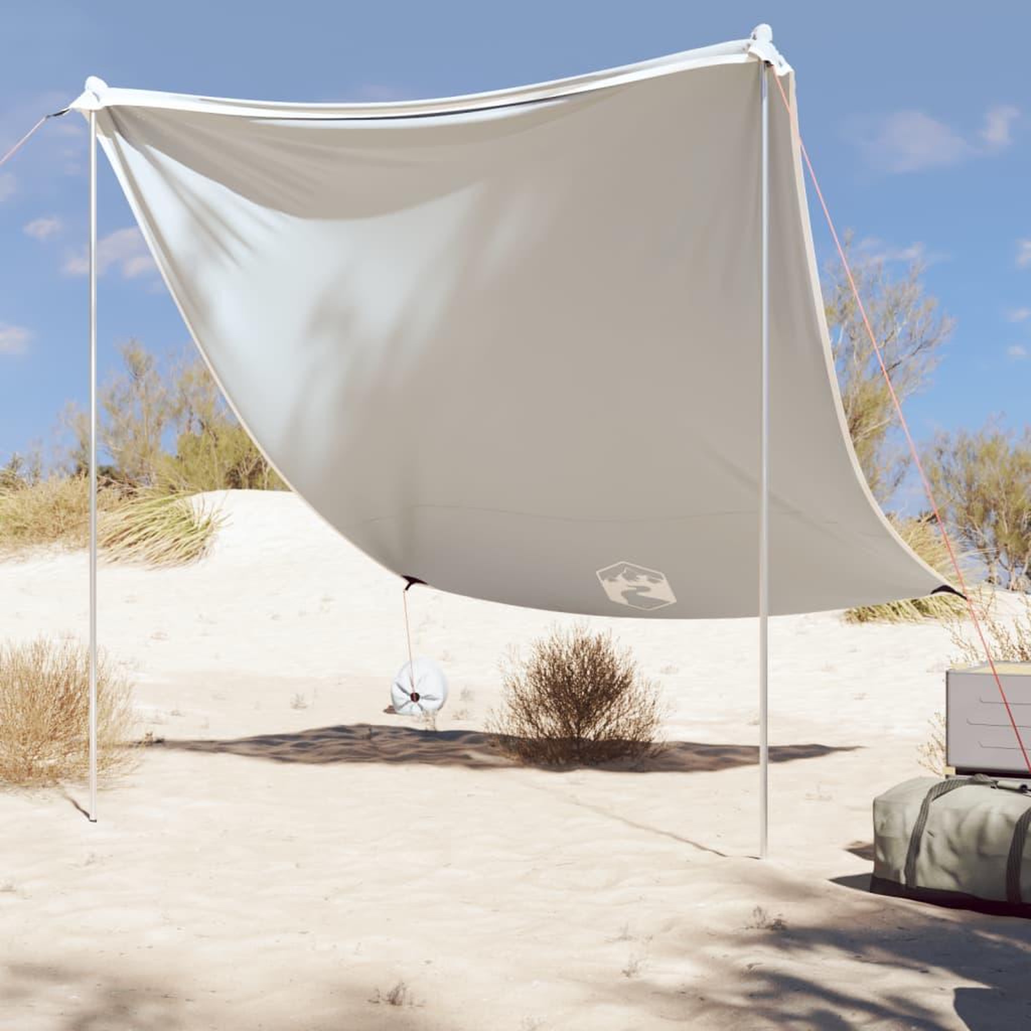 VIDAXL Auvent de plage avec ancres de sable gris 214x236 cm