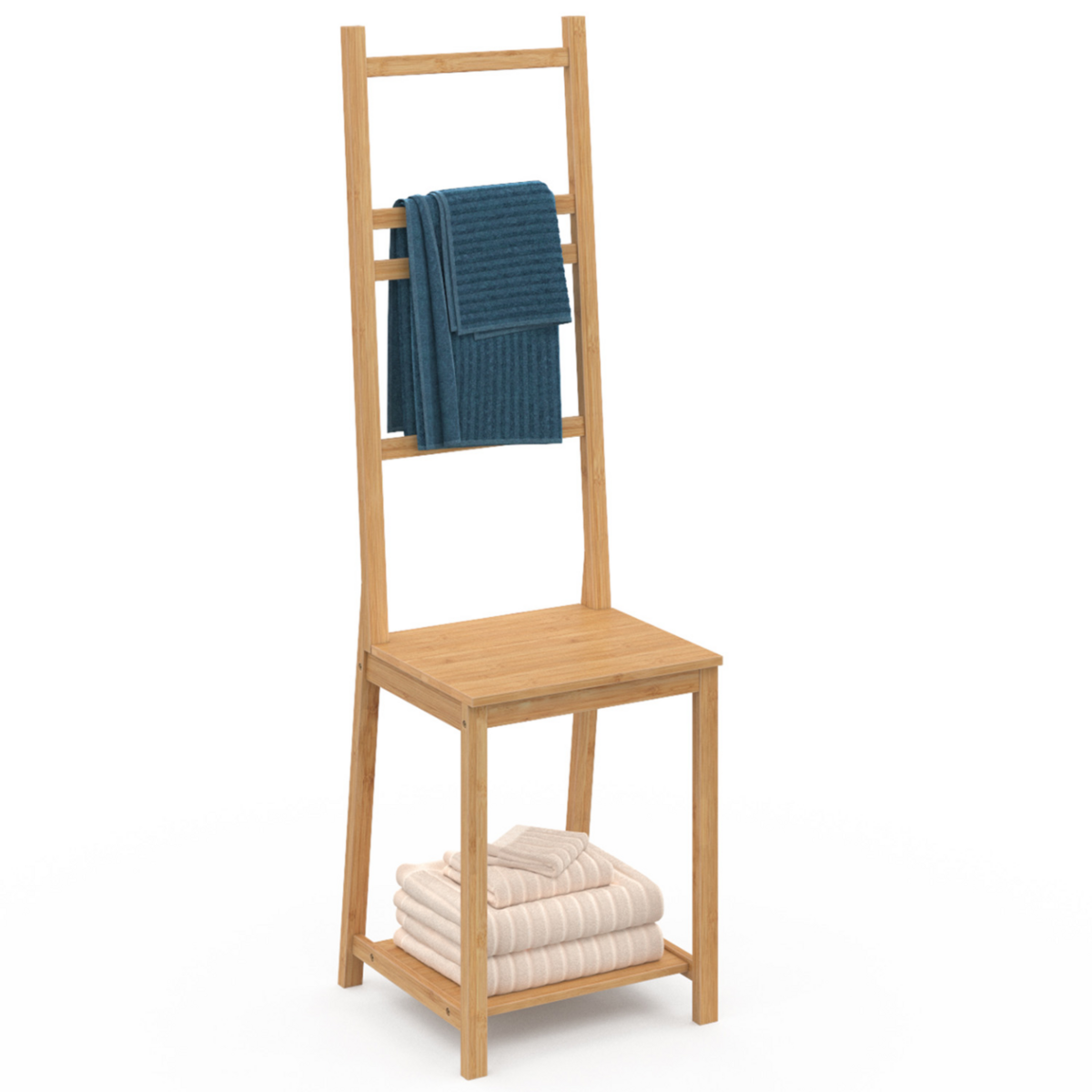 ID MARKET Chaise porte-serviettes 4 niveaux LANA en bambou