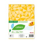 AUCHAN Lot de 3 cahiers piqués 24x32cm 48 pages grands carreaux Seyes motif triangles